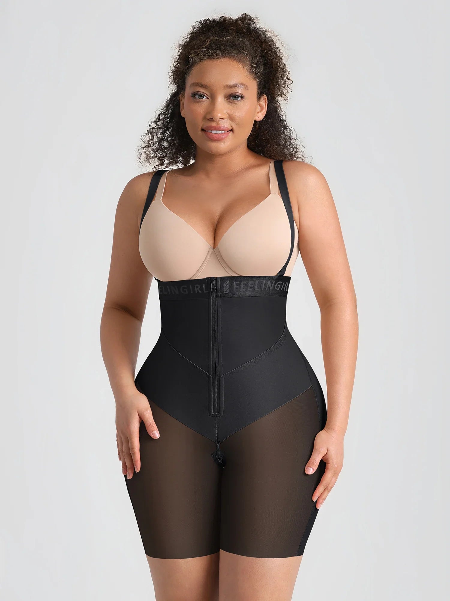 Neonwears Wide V-neck Belt High-Waist Shaping Shorts