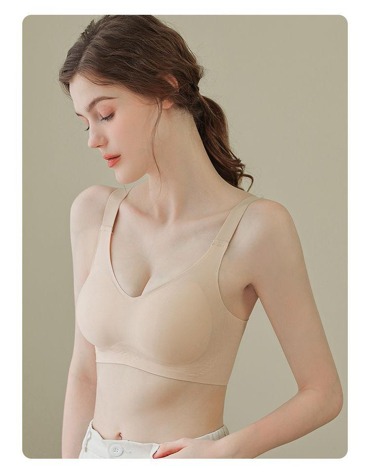 Jelly-like bra for women, seamless, wire-free, plus size, push-up, lift, supports side breast tissue, prevents sagging.