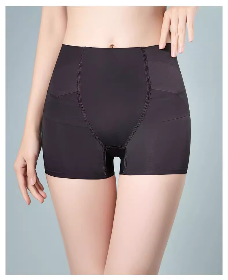 Women's Ice Silk Seamless High-Waisted Boyshorts, Hip Lifting & Hip Slimming, Graphene Breathable Safety Shorts with Pure Cotton Crotch