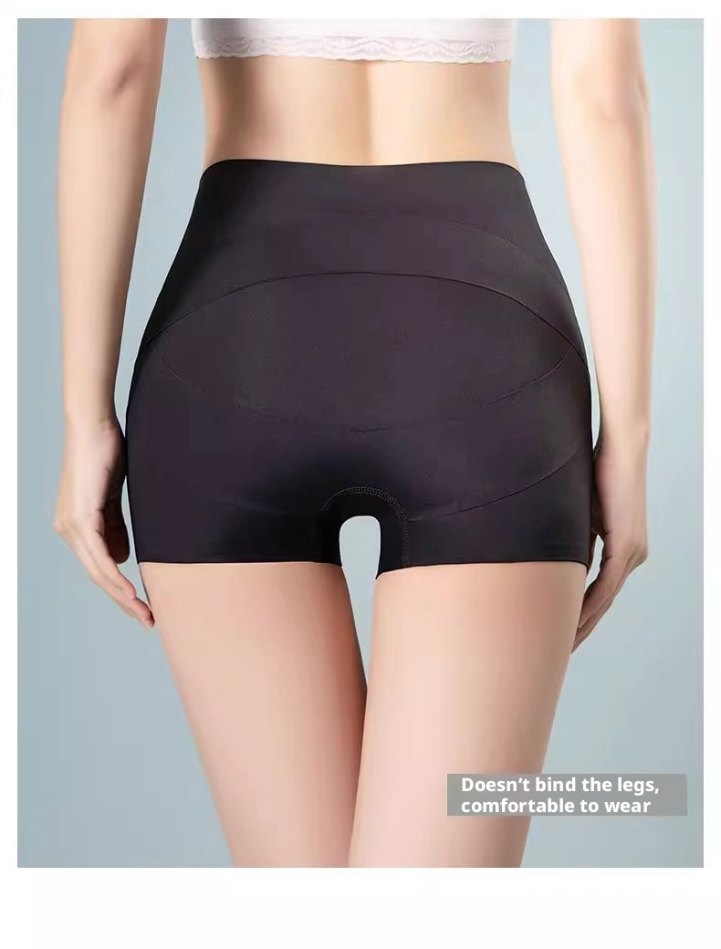 Women's Ice Silk Seamless High-Waisted Boyshorts, Hip Lifting & Hip Slimming, Graphene Breathable Safety Shorts with Pure Cotton Crotch