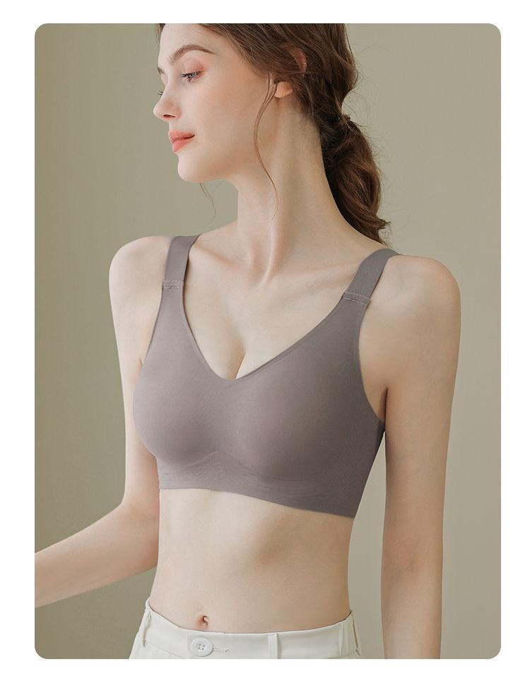 Jelly-like bra for women, seamless, wire-free, plus size, push-up, lift, supports side breast tissue, prevents sagging.