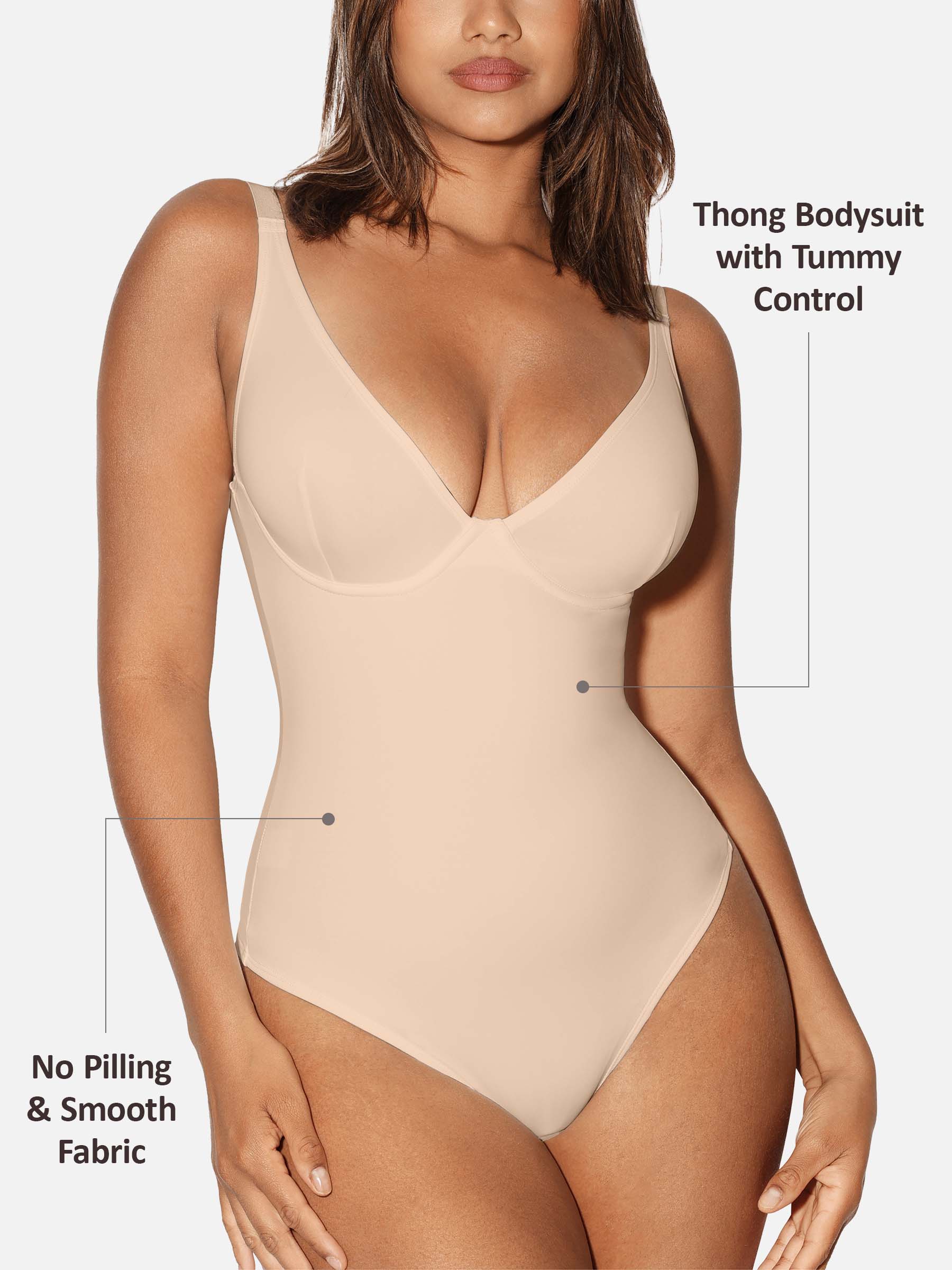V-Neck Tummy Control Sculpt Bodysuit