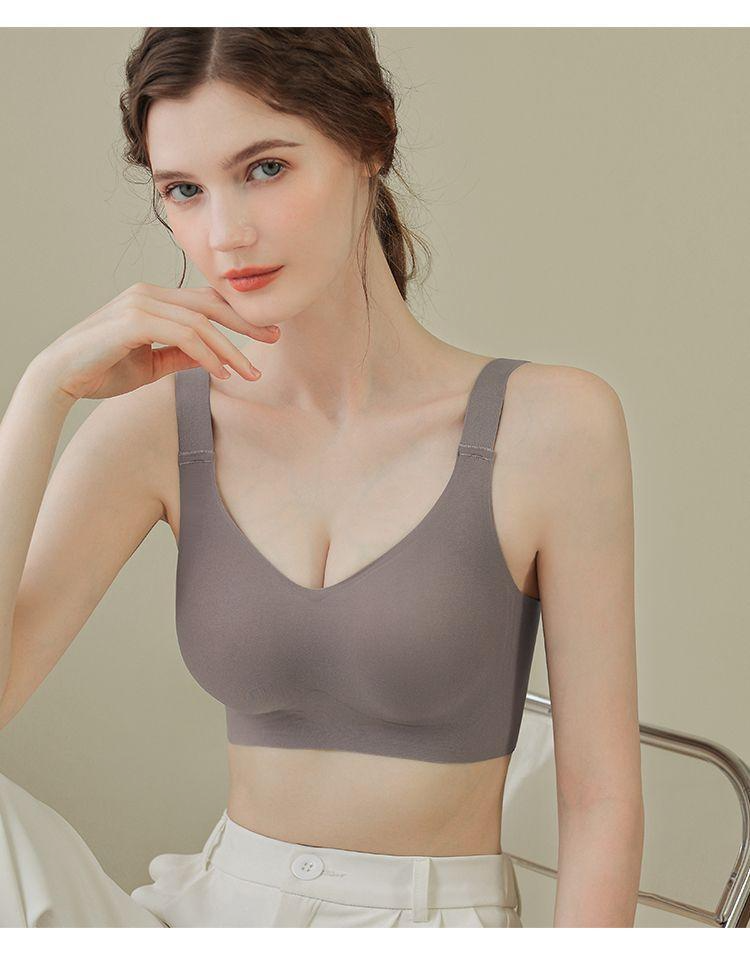 Jelly-like bra for women, seamless, wire-free, plus size, push-up, lift, supports side breast tissue, prevents sagging.