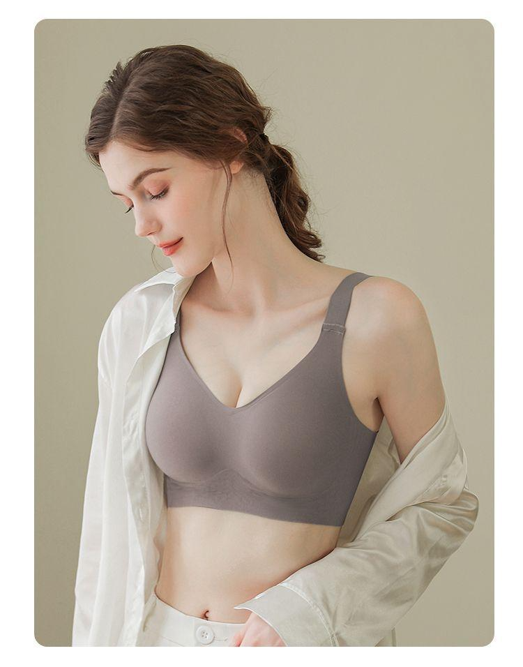 Jelly-like bra for women, seamless, wire-free, plus size, push-up, lift, supports side breast tissue, prevents sagging.