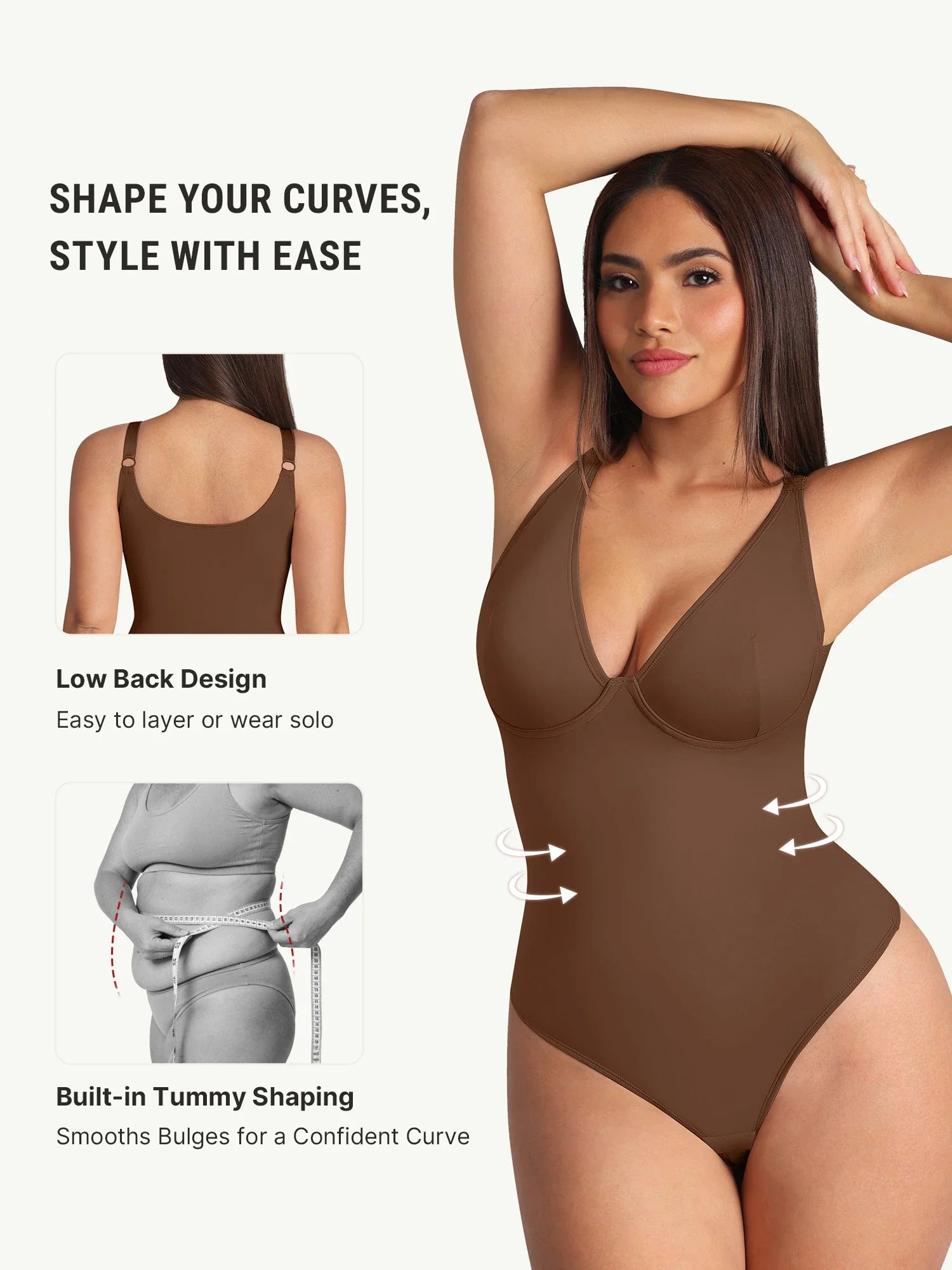 V-Neck Tummy Control Sculpt Bodysuit