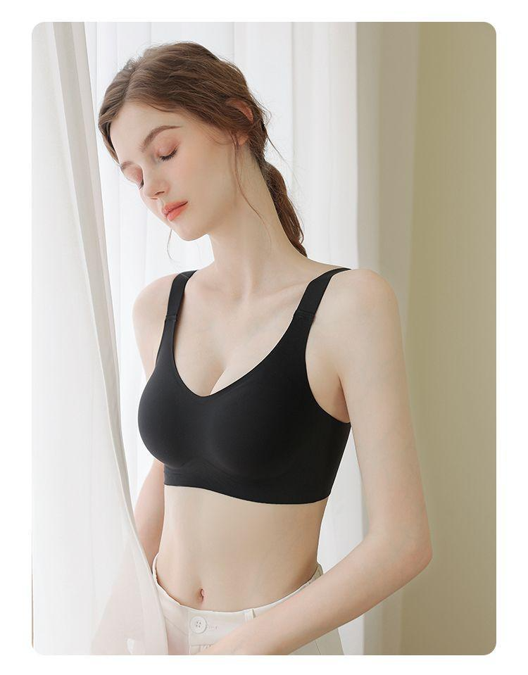 Jelly-like bra for women, seamless, wire-free, plus size, push-up, lift, supports side breast tissue, prevents sagging.