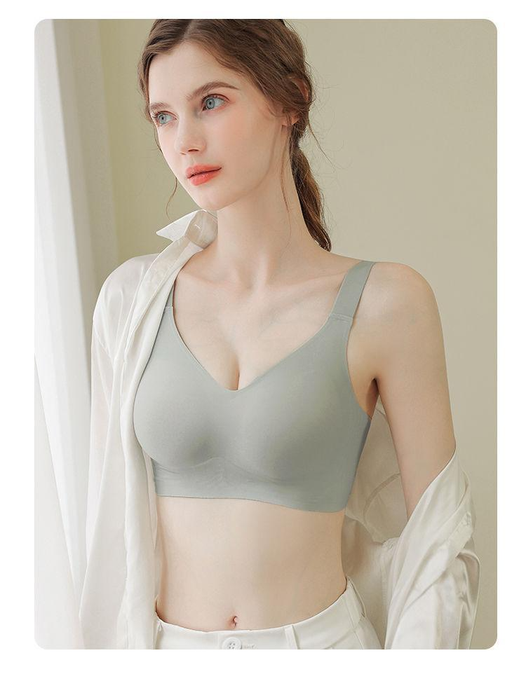 Jelly-like bra for women, seamless, wire-free, plus size, push-up, lift, supports side breast tissue, prevents sagging.