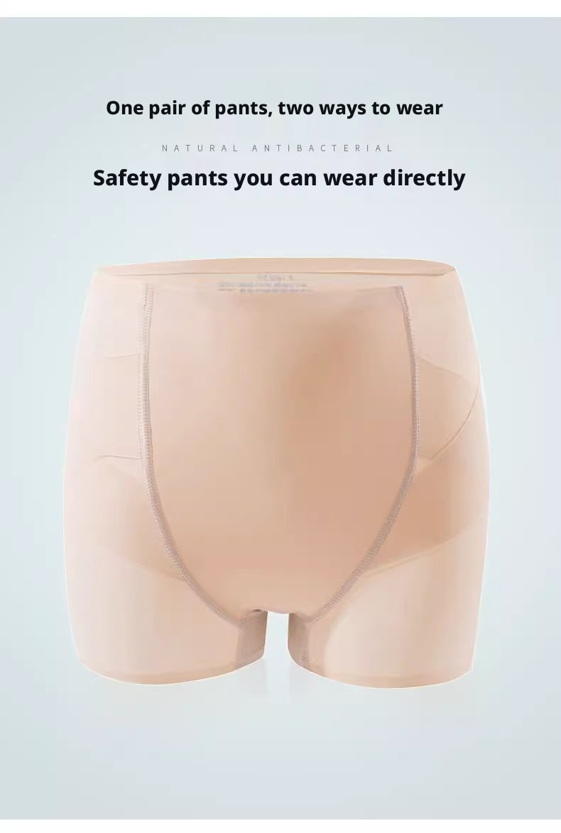 Women's Ice Silk Seamless High-Waisted Boyshorts, Hip Lifting & Hip Slimming, Graphene Breathable Safety Shorts with Pure Cotton Crotch