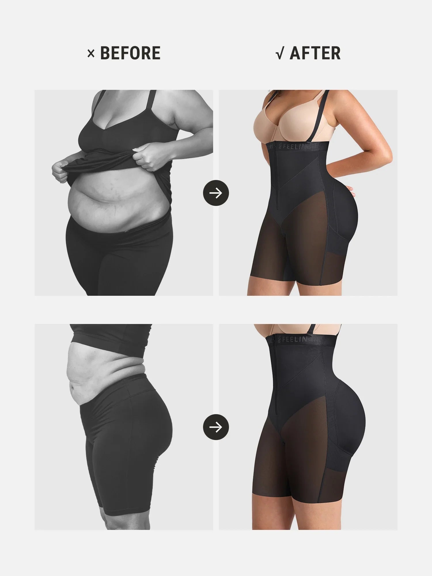 Neonwears Wide V-neck Belt High-Waist Shaping Shorts