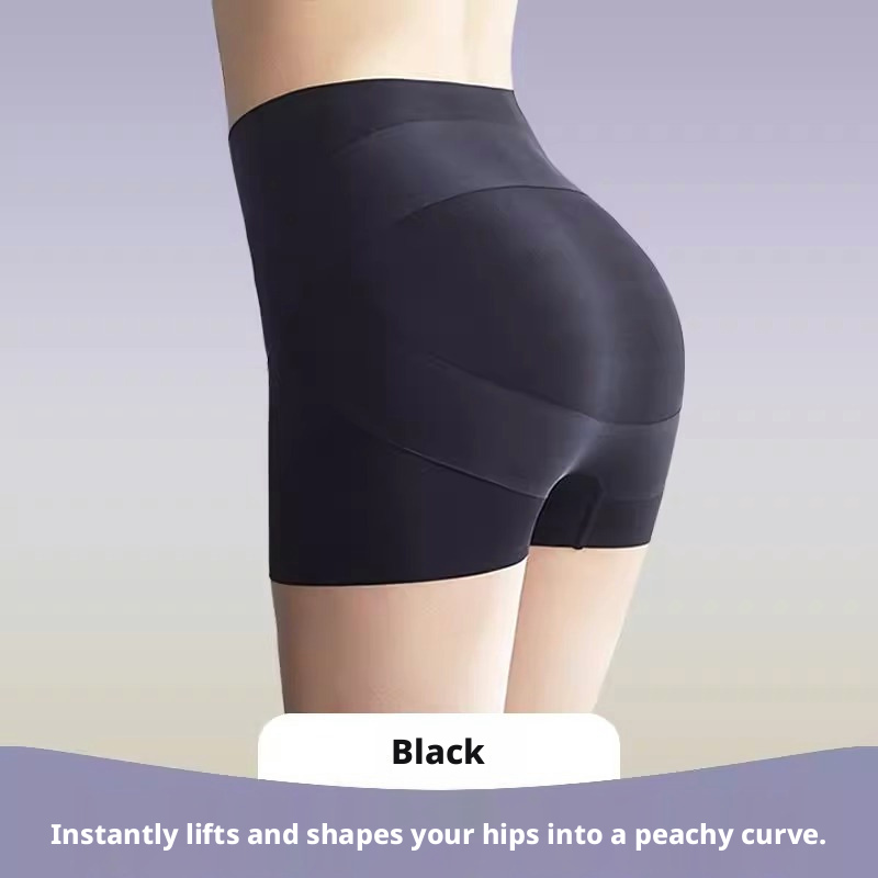 Women's Ice Silk Seamless High-Waisted Boyshorts, Hip Lifting & Hip Slimming, Graphene Breathable Safety Shorts with Pure Cotton Crotch