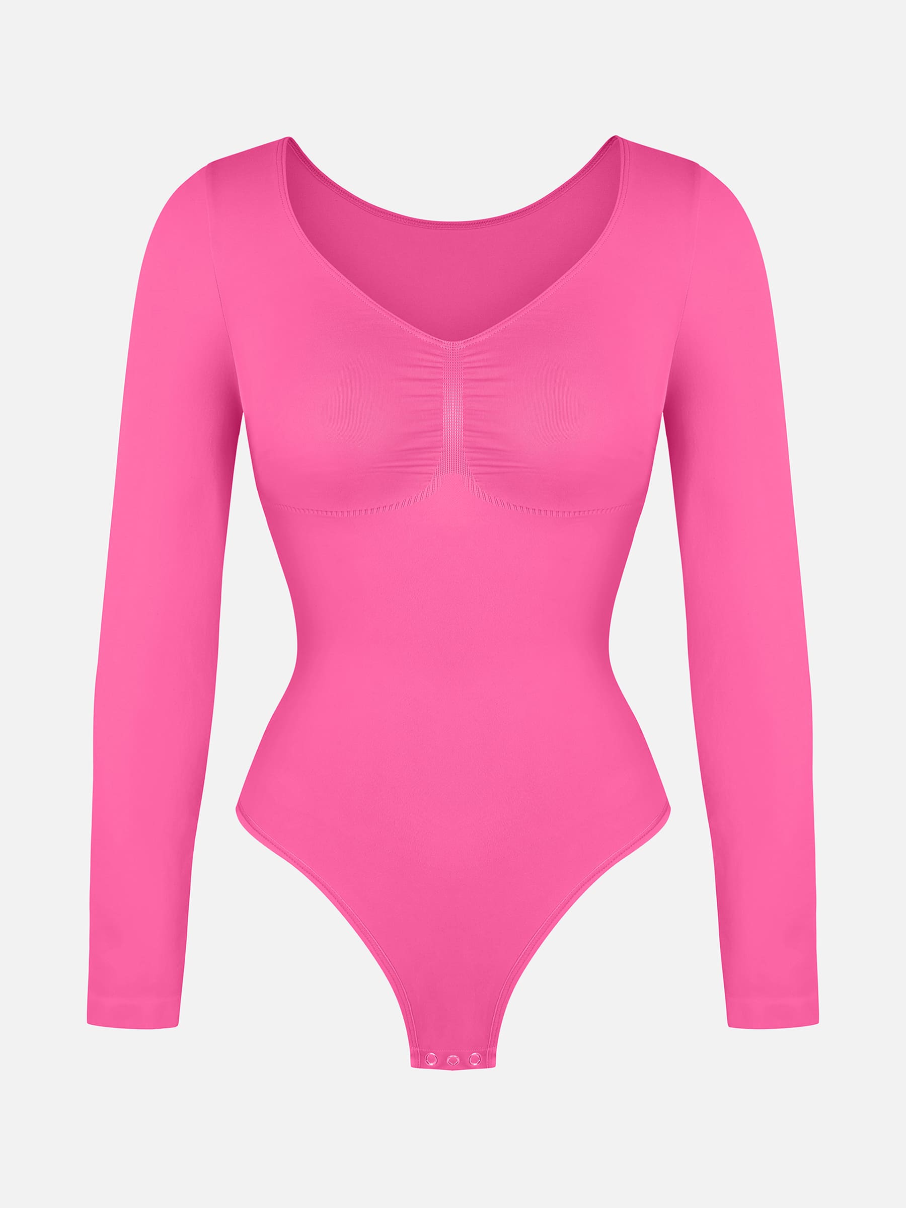 Neonwears Seamless Long Sleeve Tummy Control Thong Bodysuit