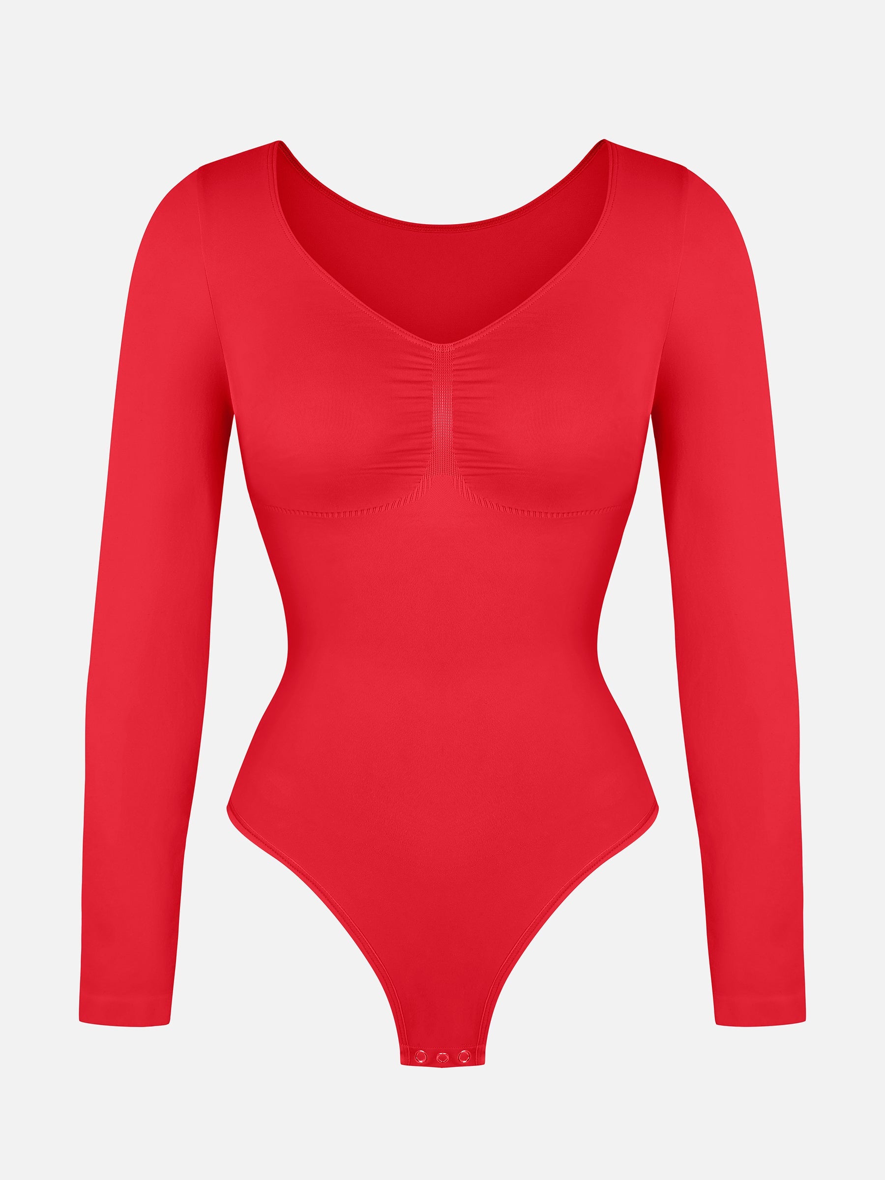 Neonwears Seamless Long Sleeve Tummy Control Thong Bodysuit