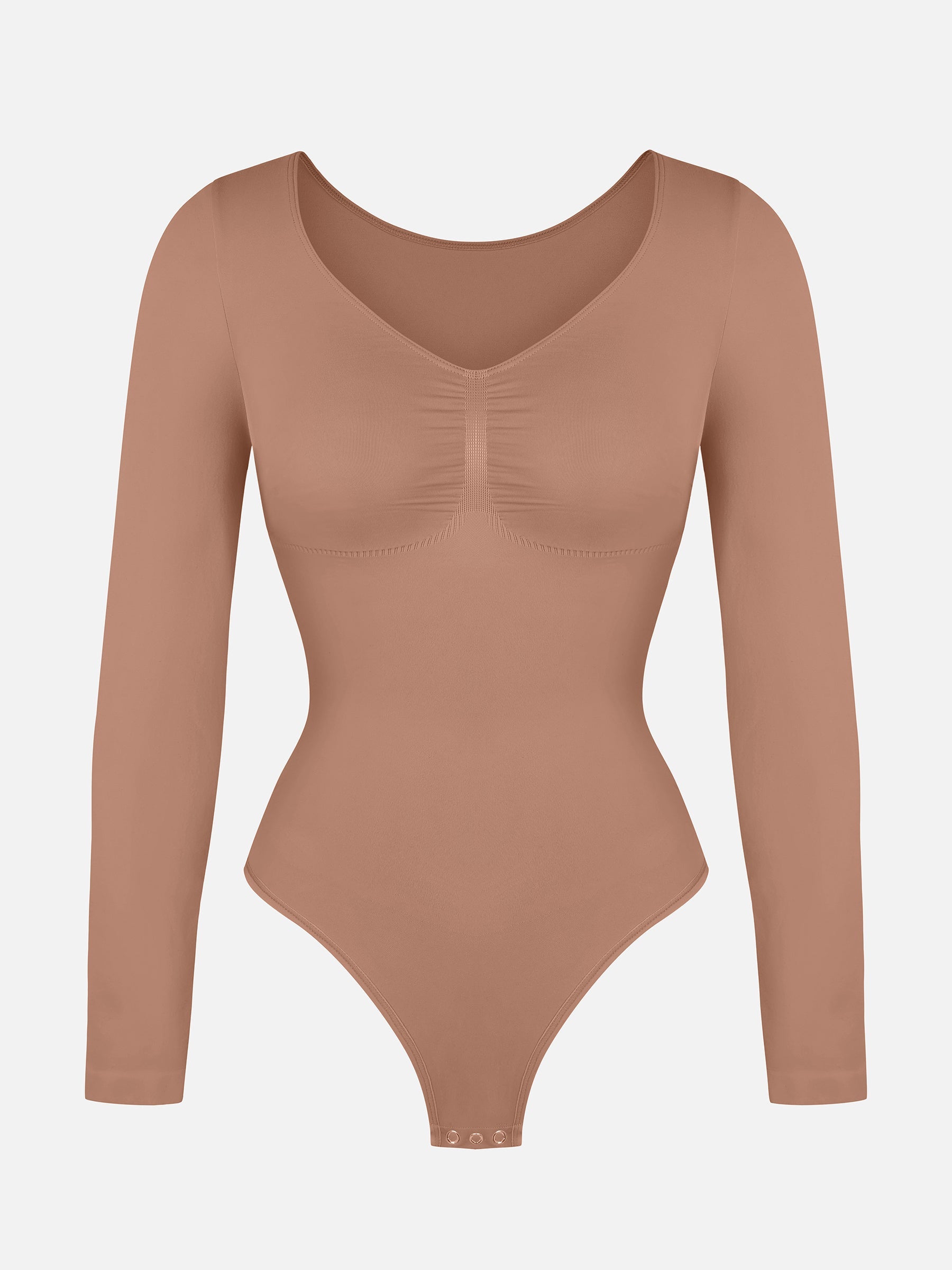Neonwears Seamless Long Sleeve Tummy Control Thong Bodysuit