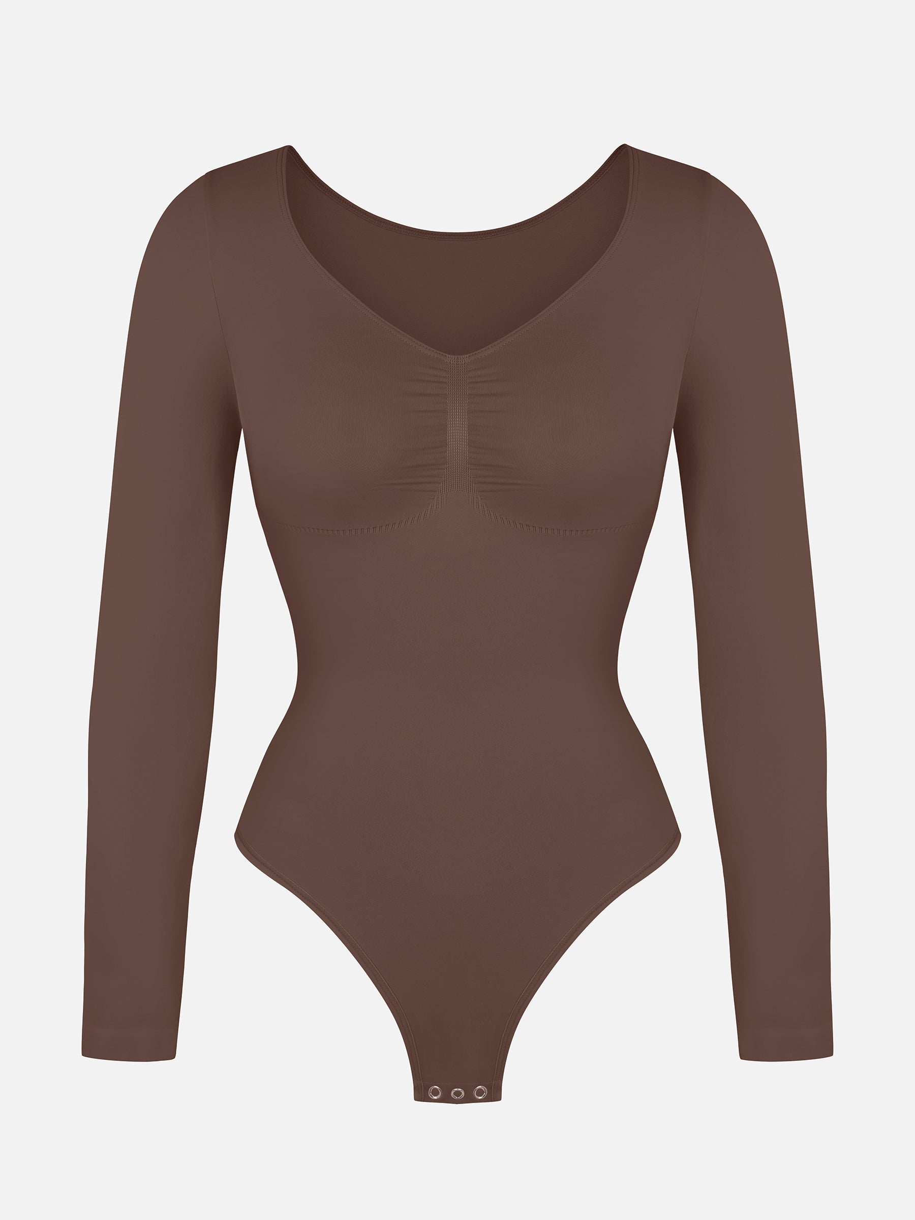 Neonwears Seamless Long Sleeve Tummy Control Thong Bodysuit