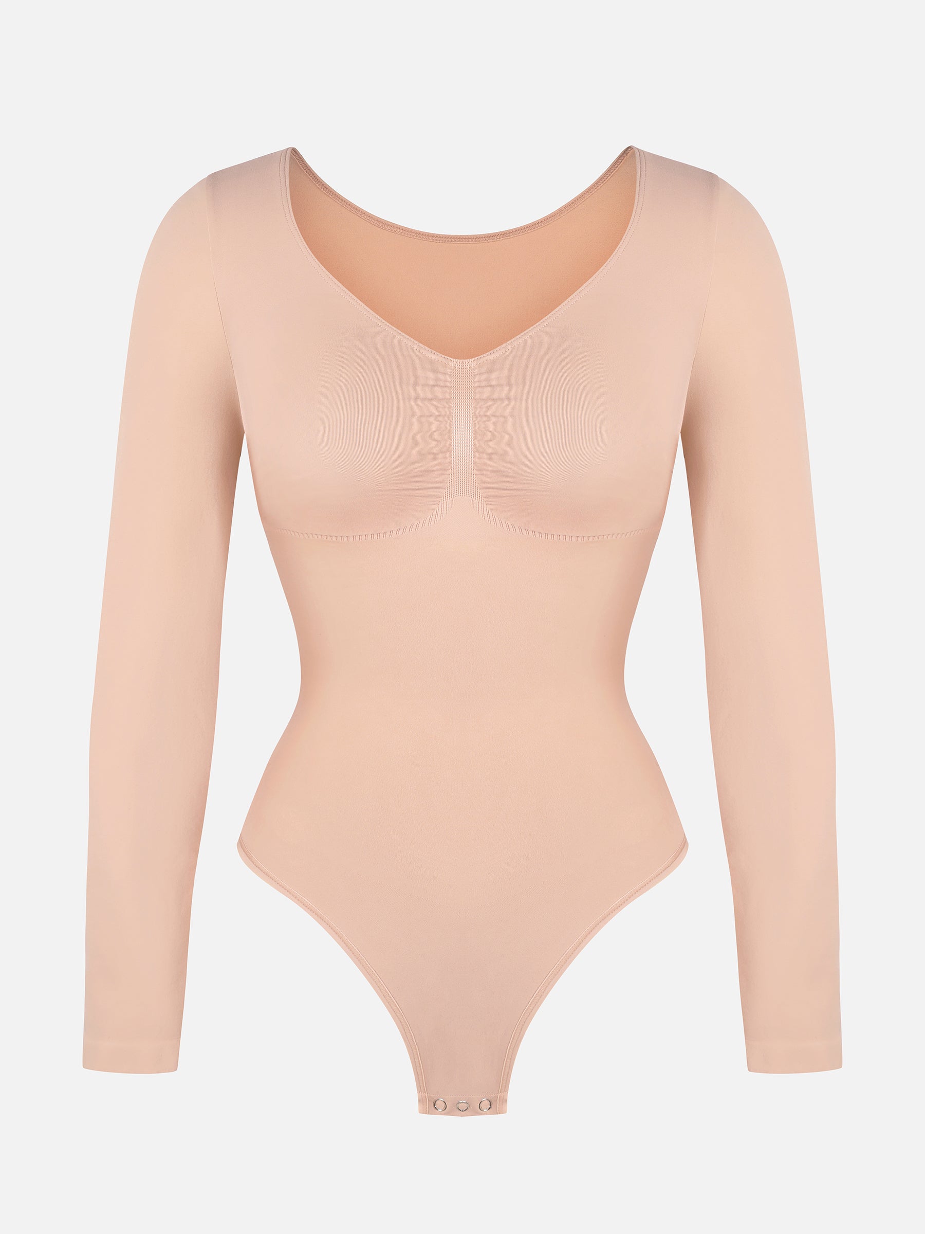 Neonwears Seamless Long Sleeve Tummy Control Thong Bodysuit