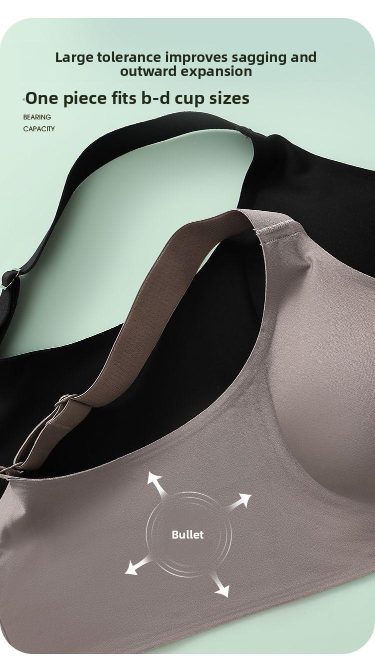 Jelly-like bra for women, seamless, wire-free, plus size, push-up, lift, supports side breast tissue, prevents sagging.