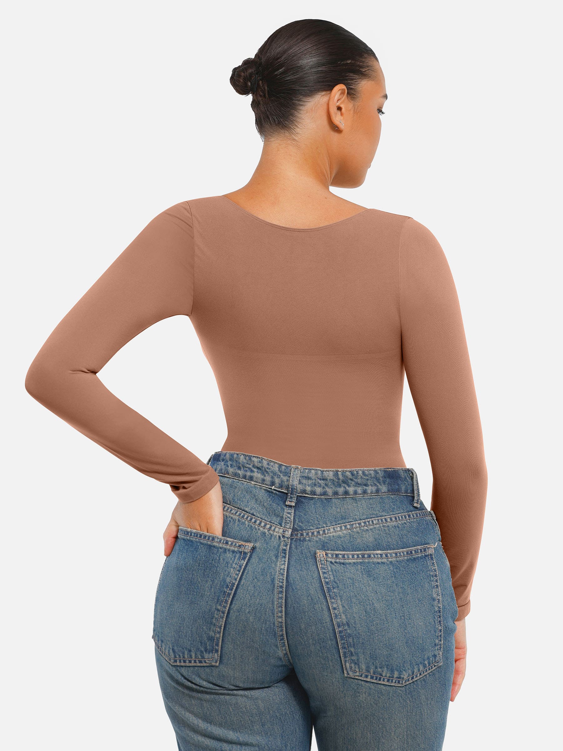 Neonwears Seamless Long Sleeve Tummy Control Thong Bodysuit