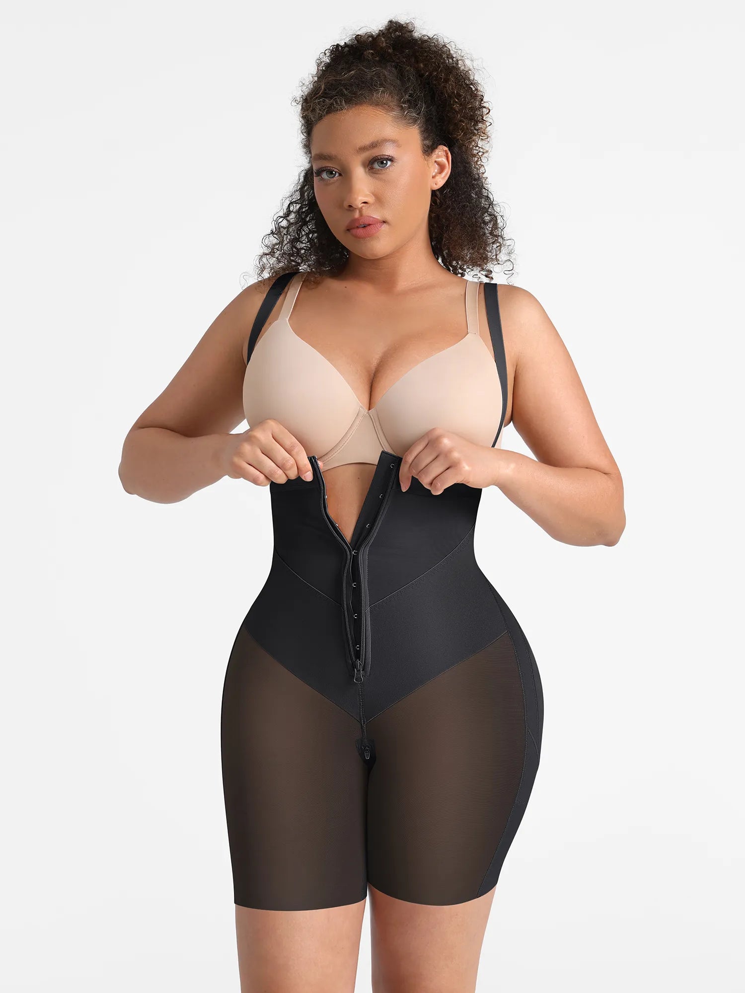 Neonwears Wide V-neck Belt High-Waist Shaping Shorts