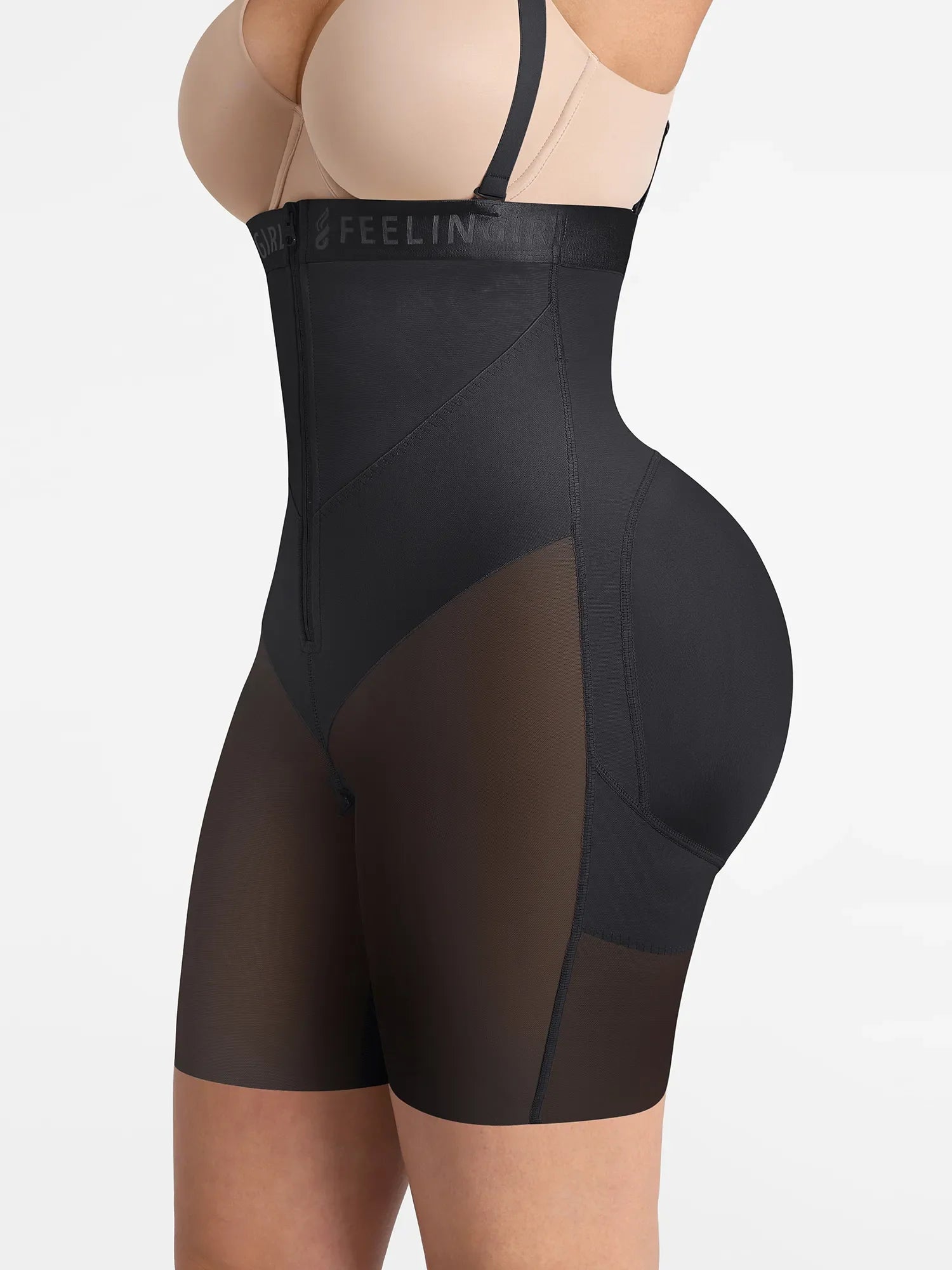 Neonwears Wide V-neck Belt High-Waist Shaping Shorts