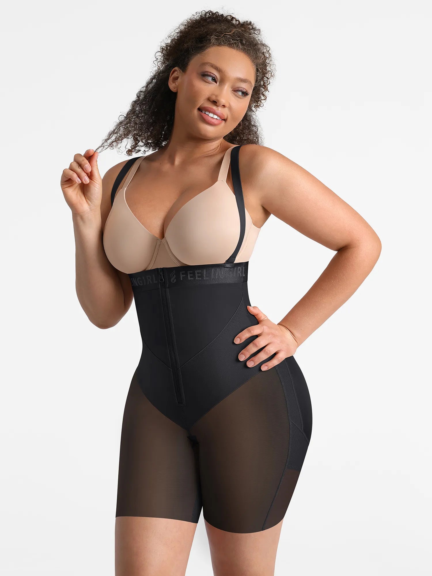 Neonwears Wide V-neck Belt High-Waist Shaping Shorts