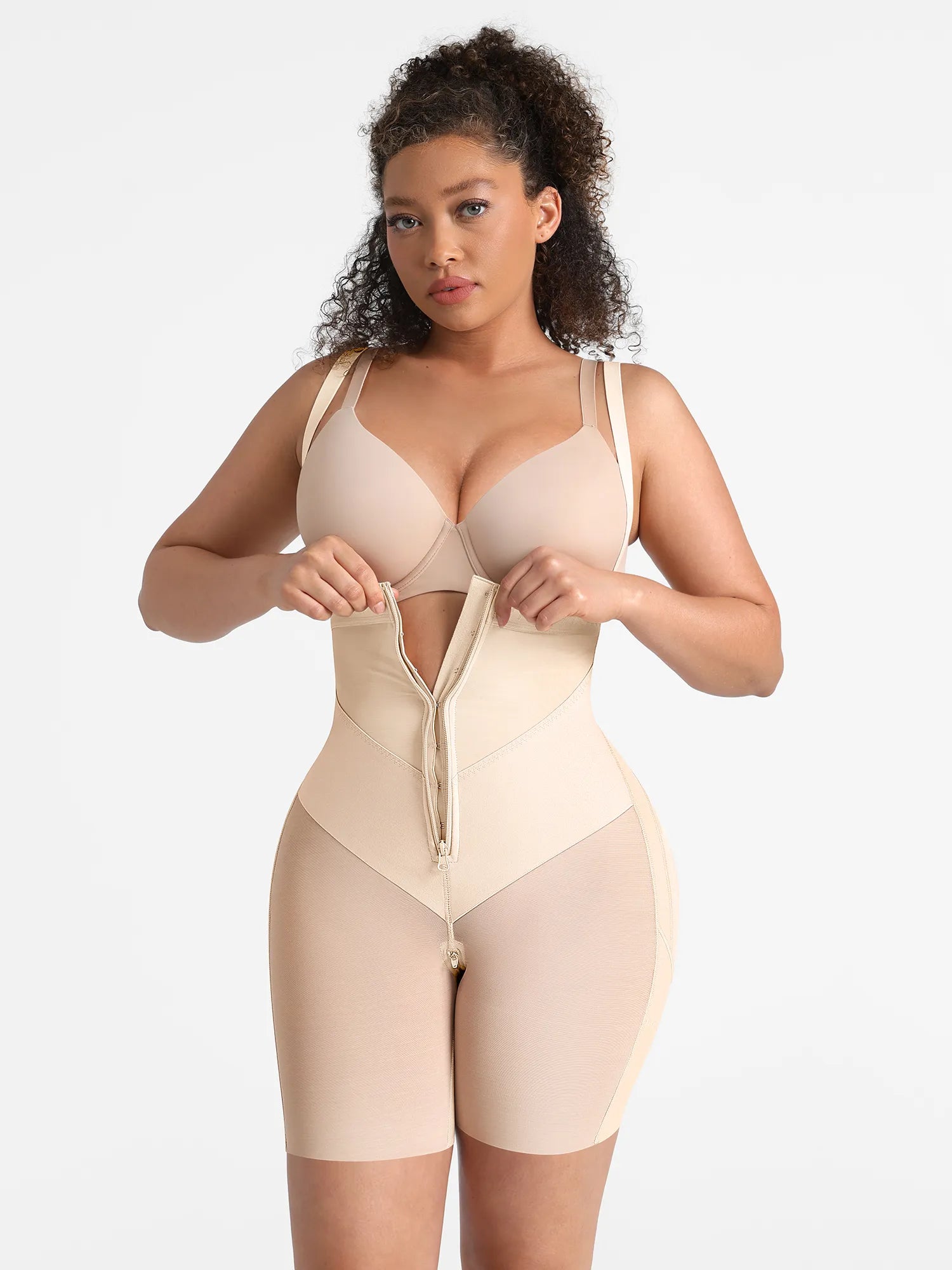 Neonwears Wide V-neck Belt High-Waist Shaping Shorts