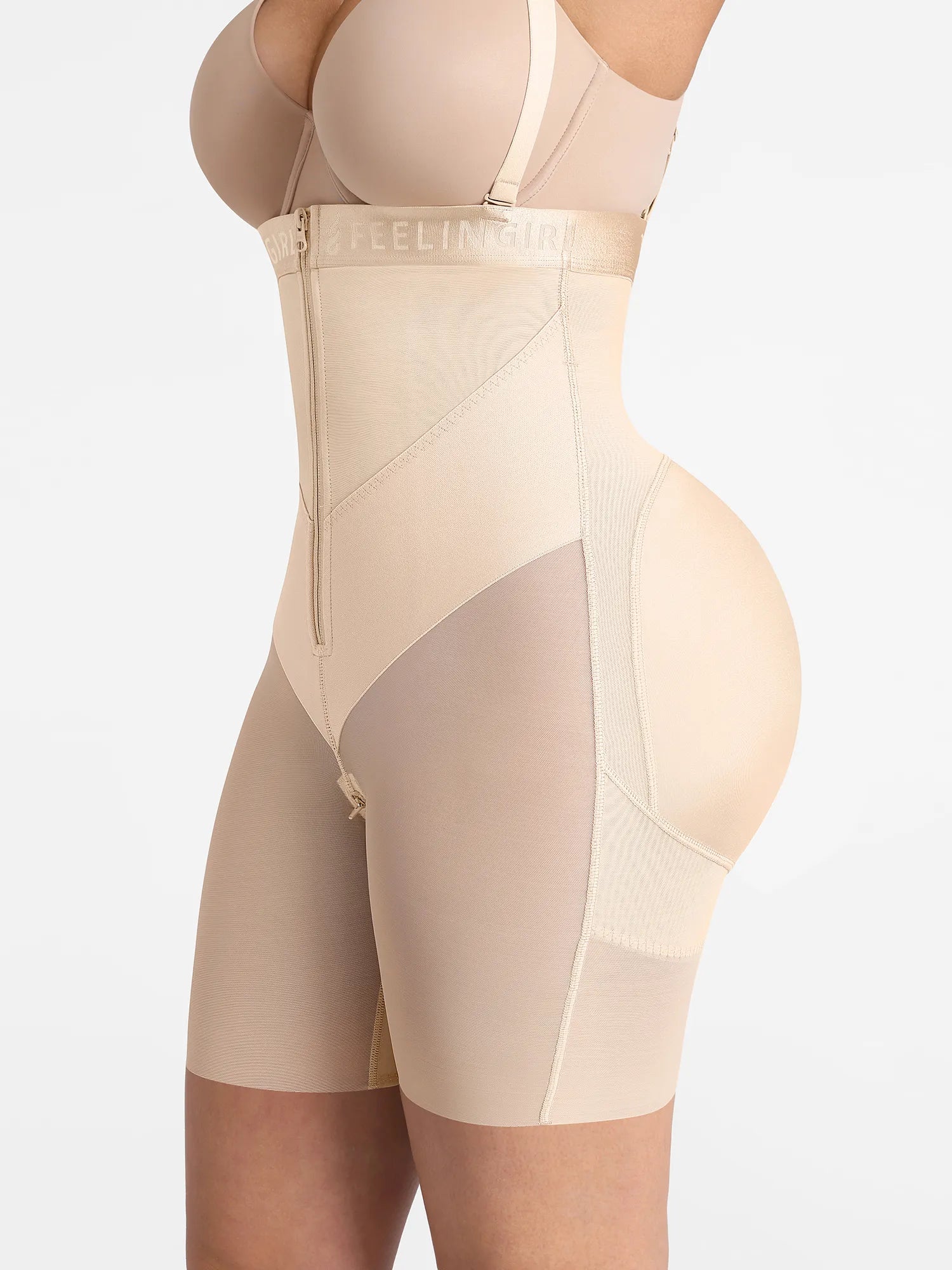 Neonwears Wide V-neck Belt High-Waist Shaping Shorts