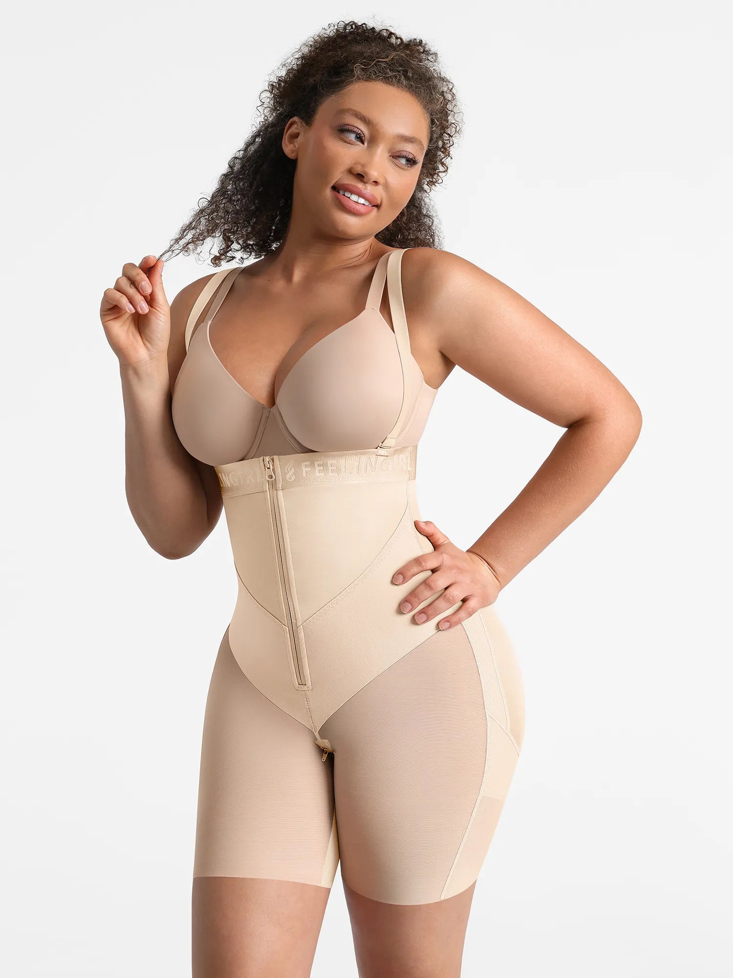 Neonwears Wide V-neck Belt High-Waist Shaping Shorts