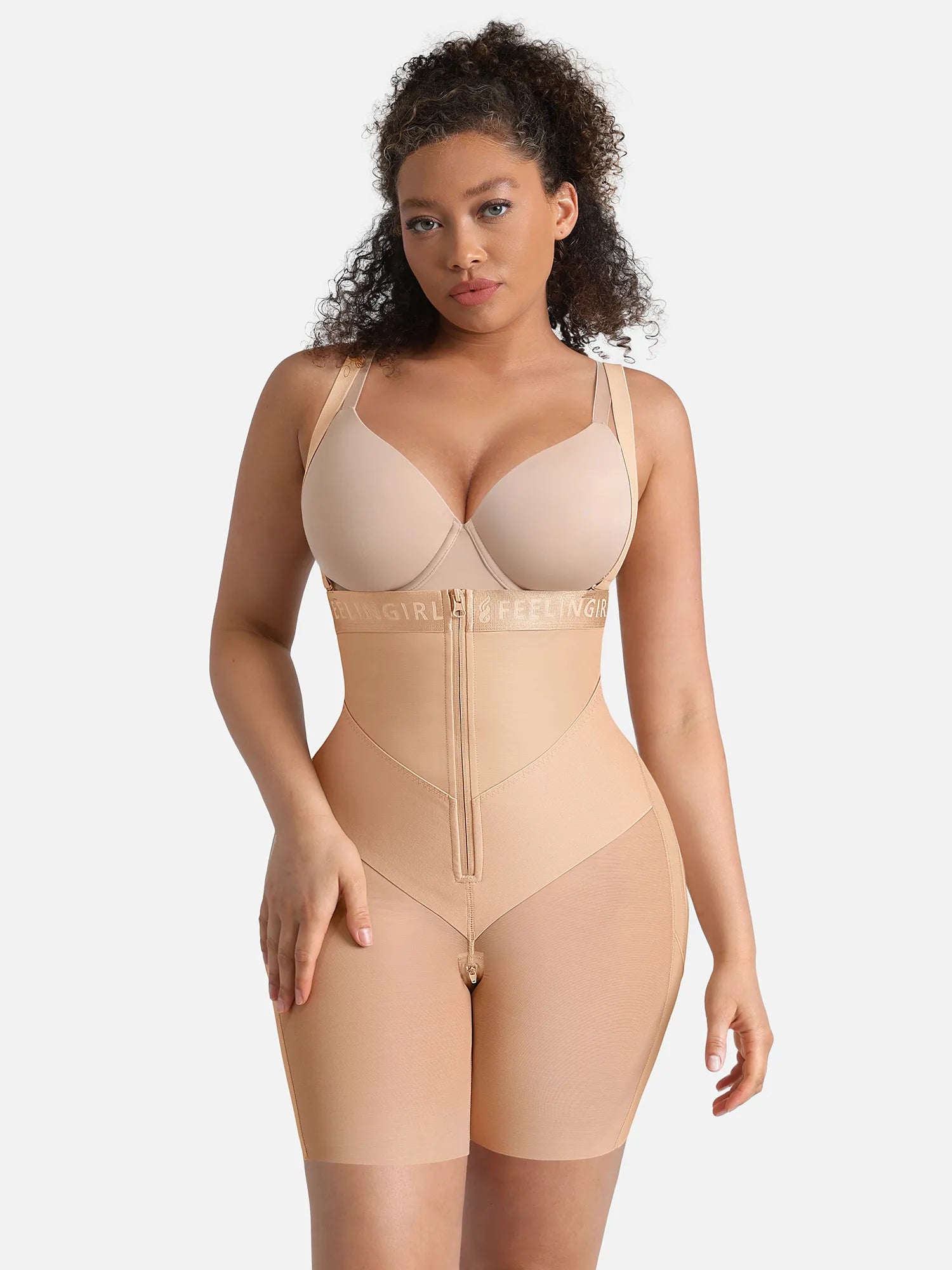 Neonwears Wide V-neck Belt High-Waist Shaping Shorts
