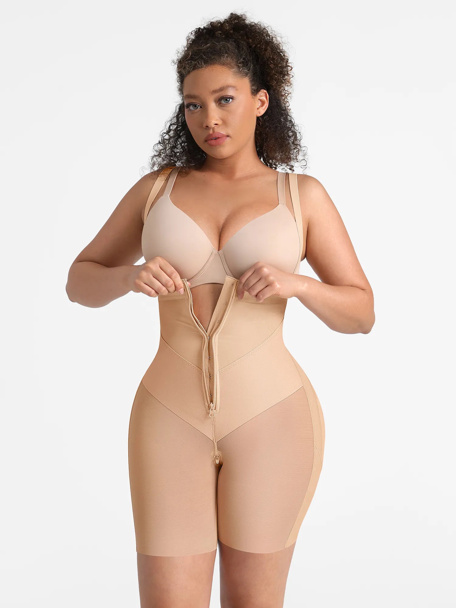 Neonwears Wide V-neck Belt High-Waist Shaping Shorts