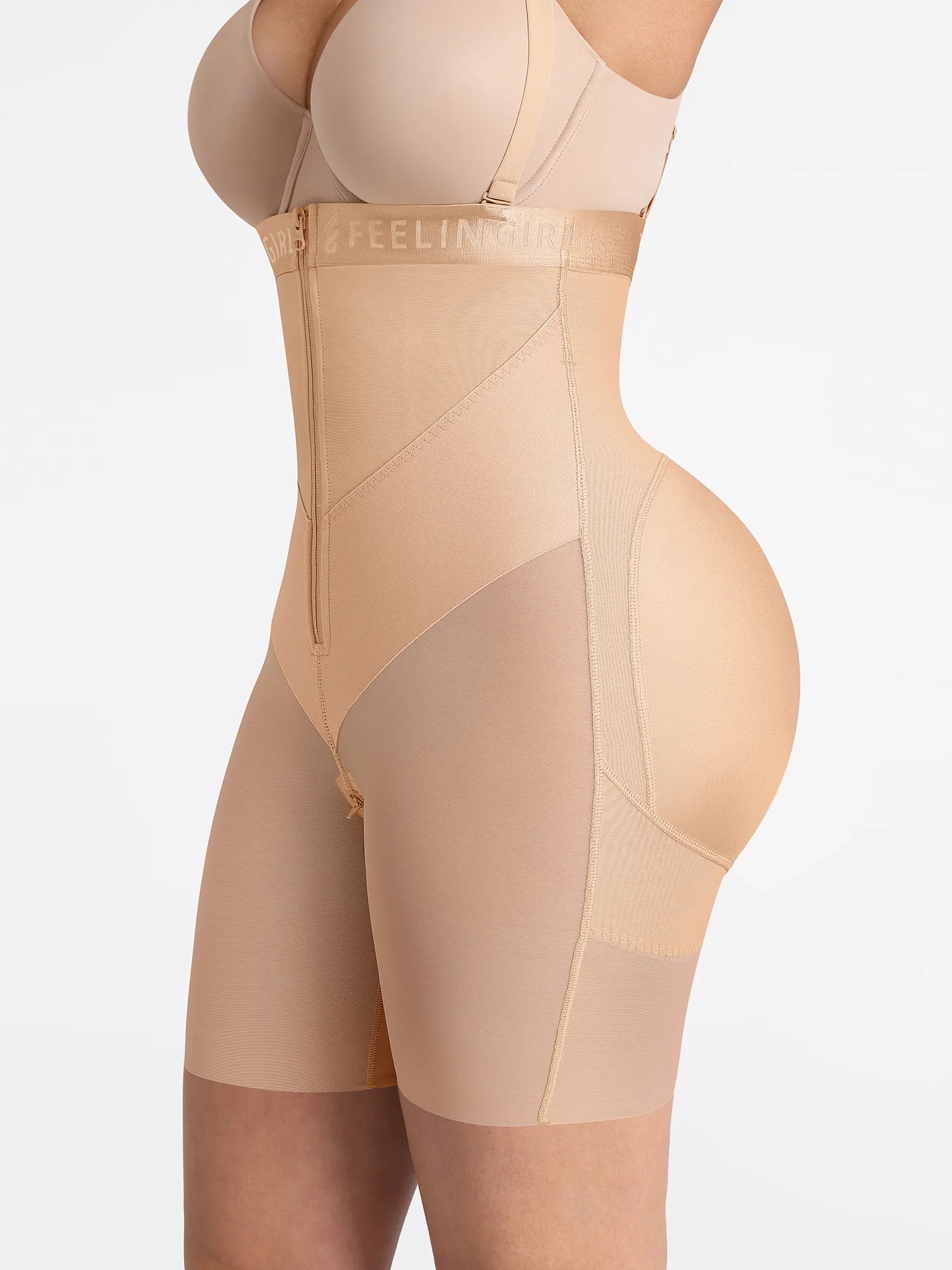 Neonwears Wide V-neck Belt High-Waist Shaping Shorts