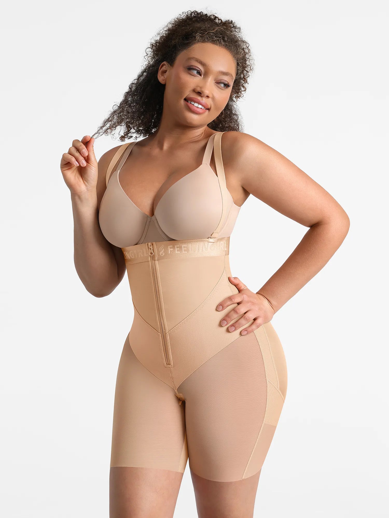 Neonwears Wide V-neck Belt High-Waist Shaping Shorts