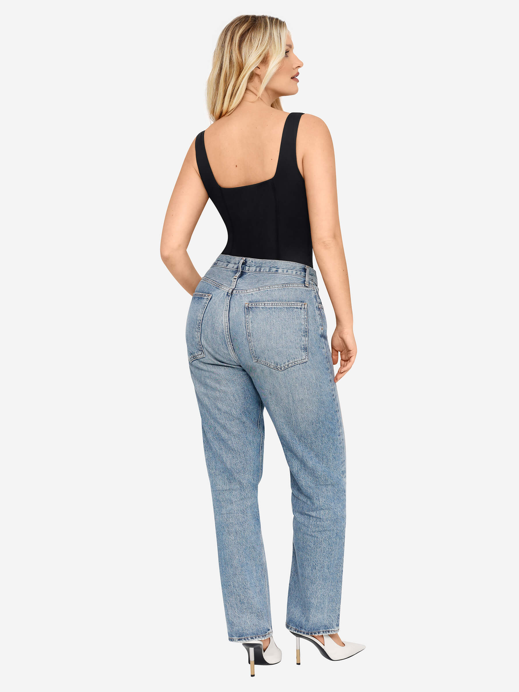 Neonwears Full Body Wide Strap V-Neck Bodysuit