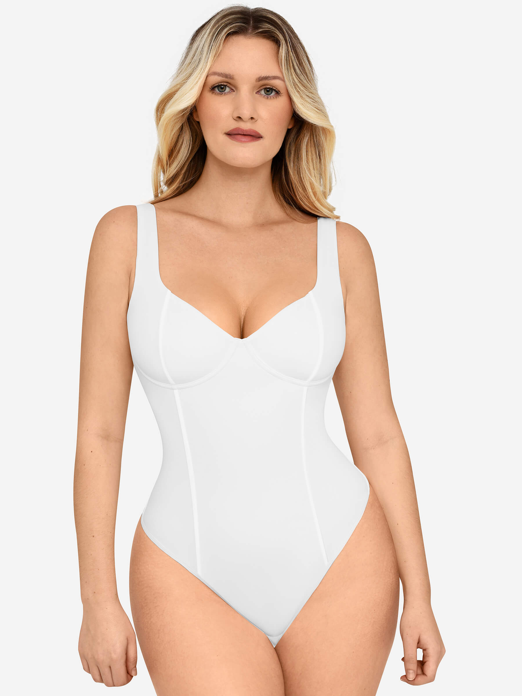 Neonwears Full Body Wide Strap V-Neck Bodysuit