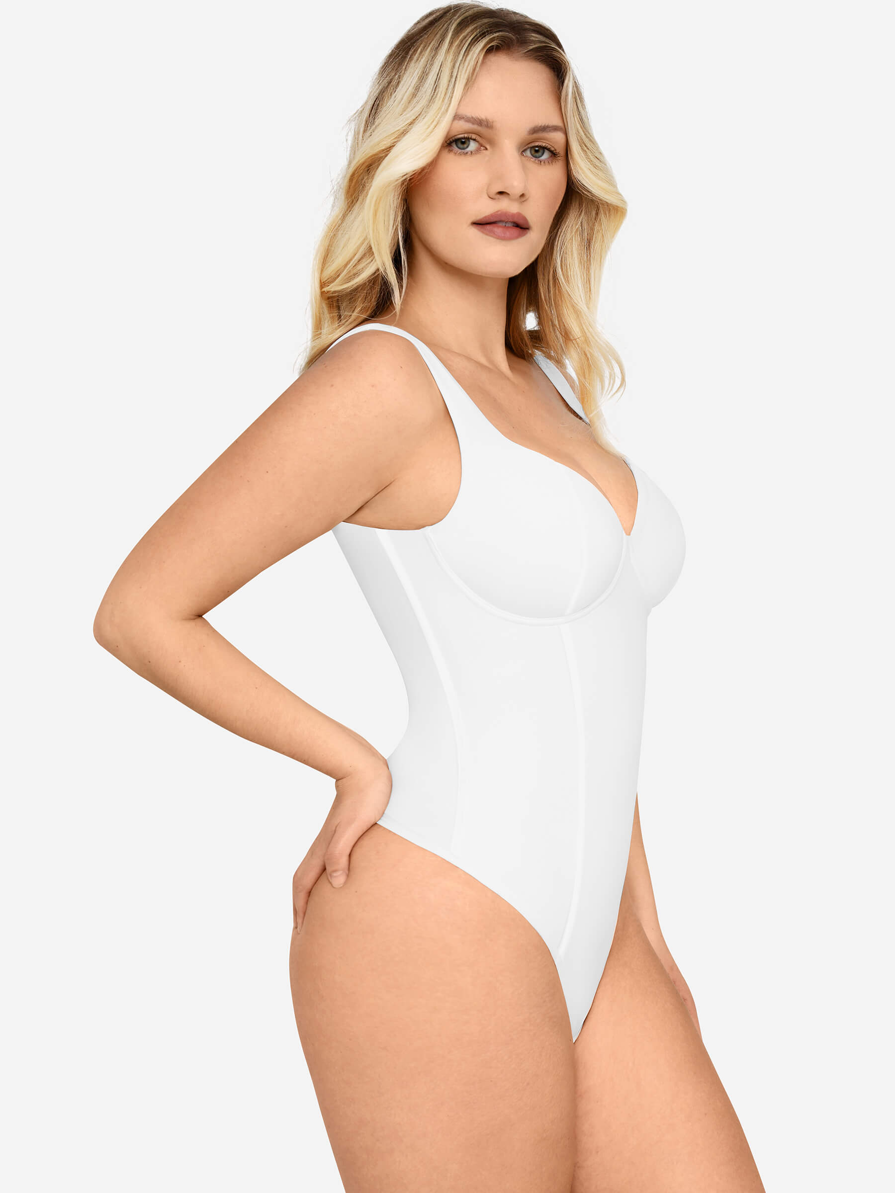 Neonwears Full Body Wide Strap V-Neck Bodysuit