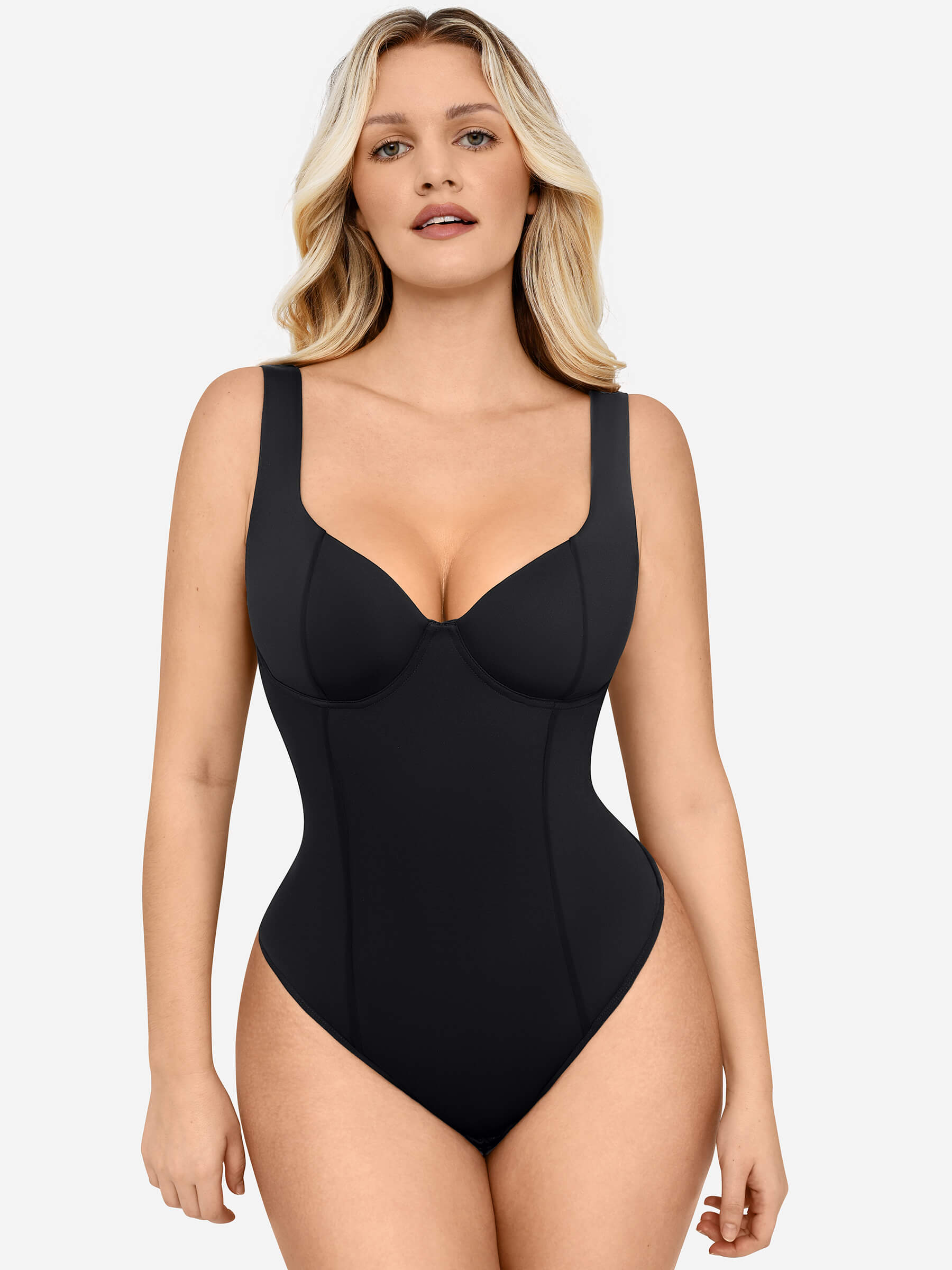 Neonwears Full Body Wide Strap V-Neck Bodysuit