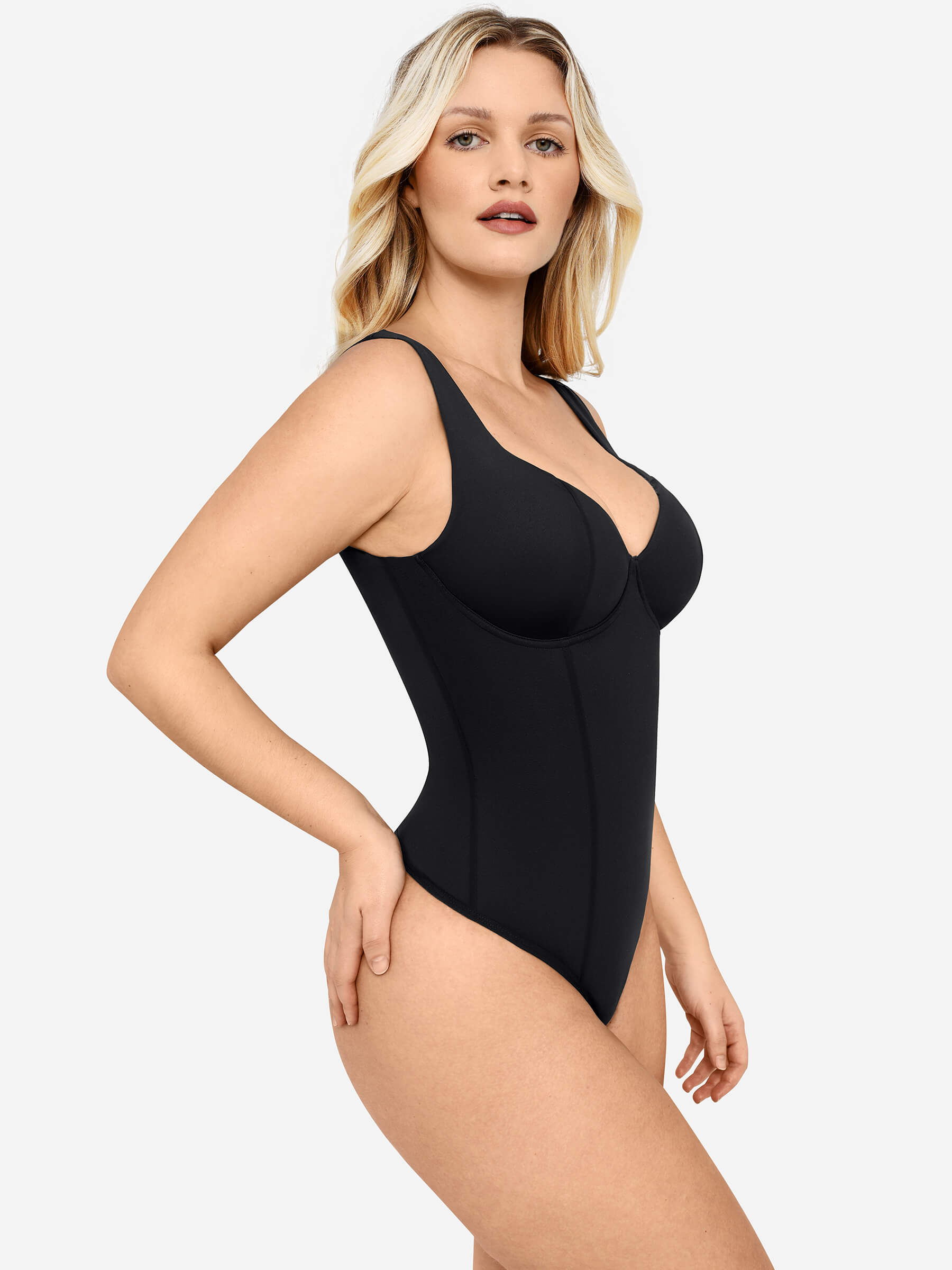 Neonwears Full Body Wide Strap V-Neck Bodysuit