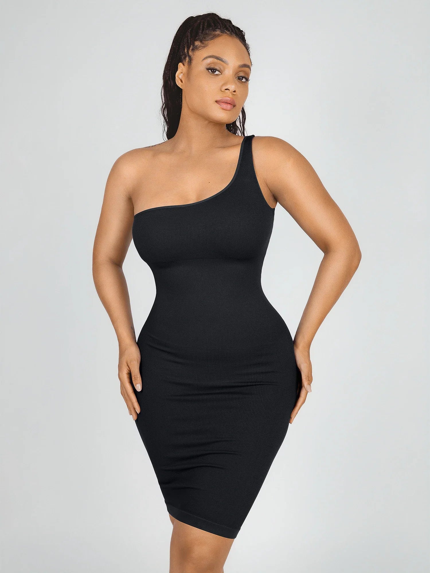 Neonwears One-Shoulder Shaper Dress with Built-In Bra