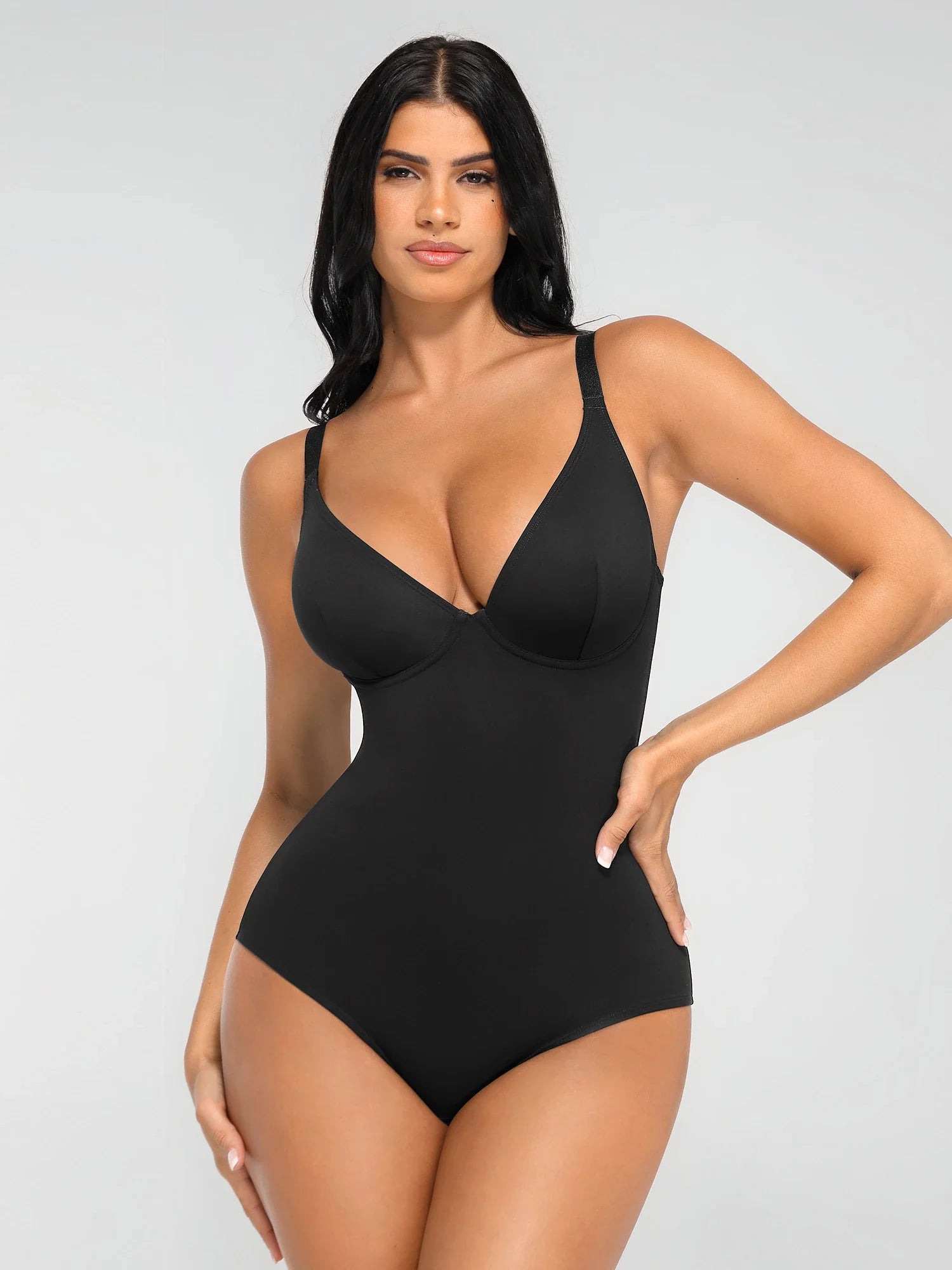 Neonwears V Neck Adjustable Straps Tummy Control  Bodysuit