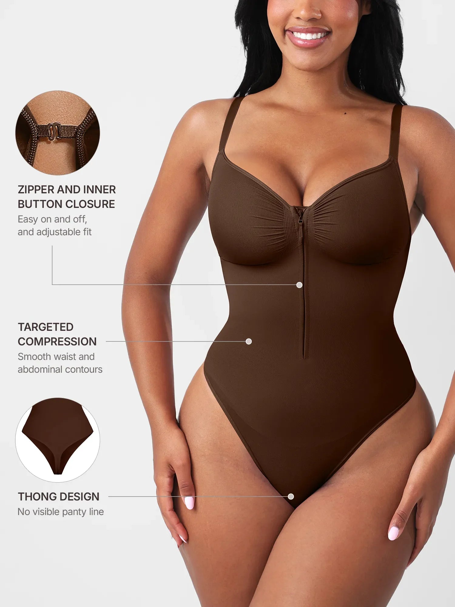 Neonwears Seamless Tummy Control Zipper Bodysuit