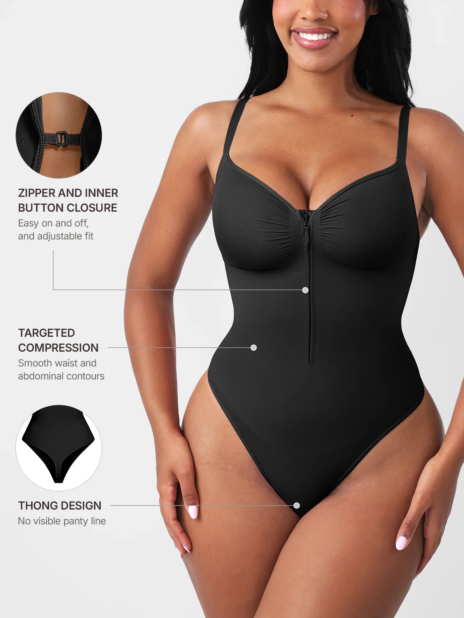 Neonwears Seamless Tummy Control Zipper Bodysuit