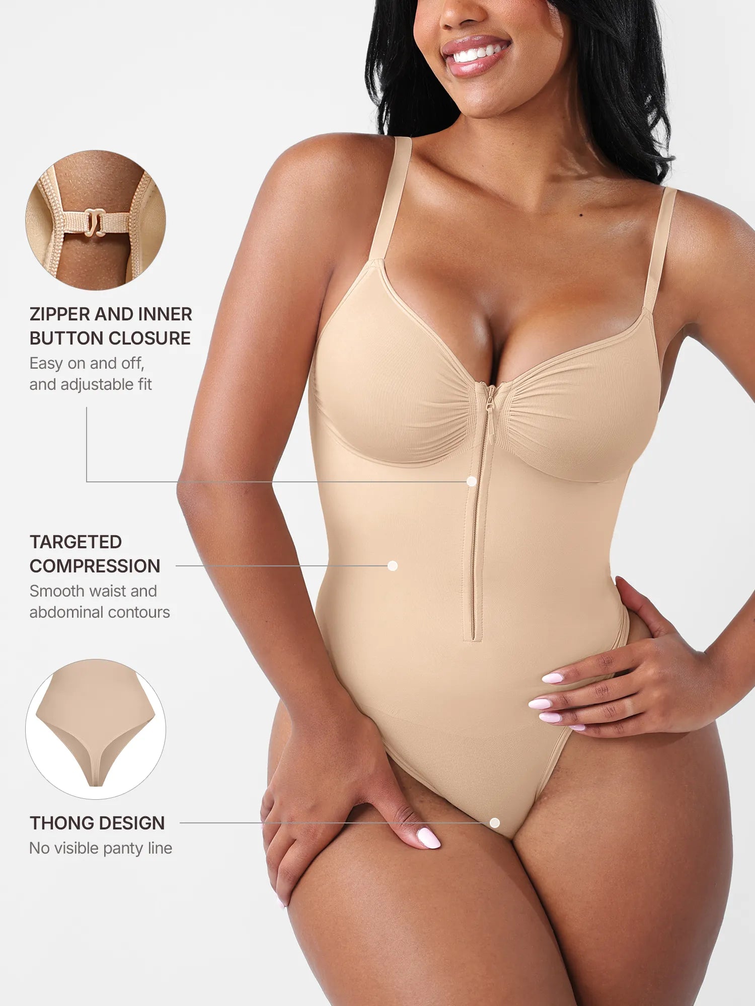 Neonwears Seamless Tummy Control Zipper Bodysuit