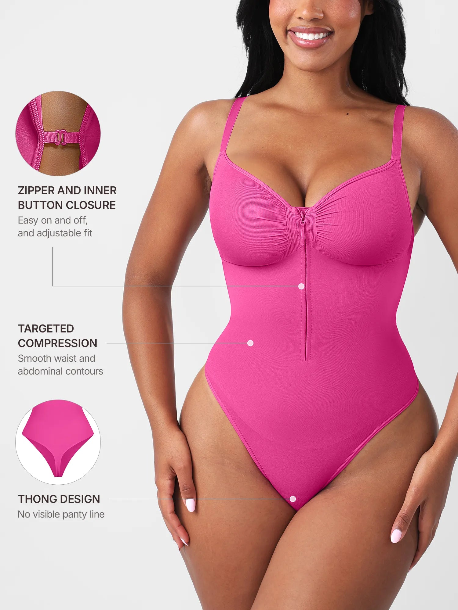 Neonwears Seamless Tummy Control Zipper Bodysuit