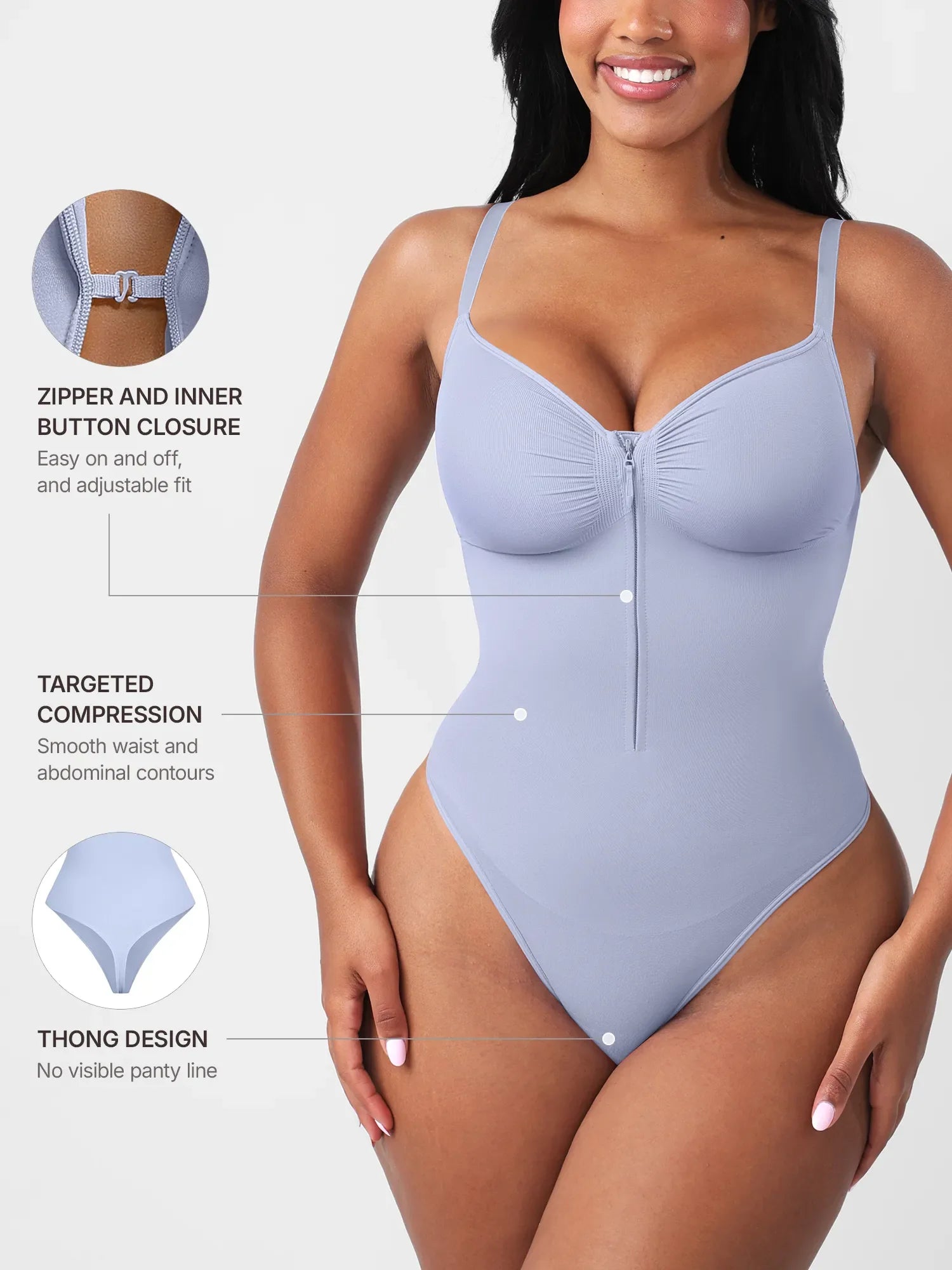 Neonwears Seamless Tummy Control Zipper Bodysuit