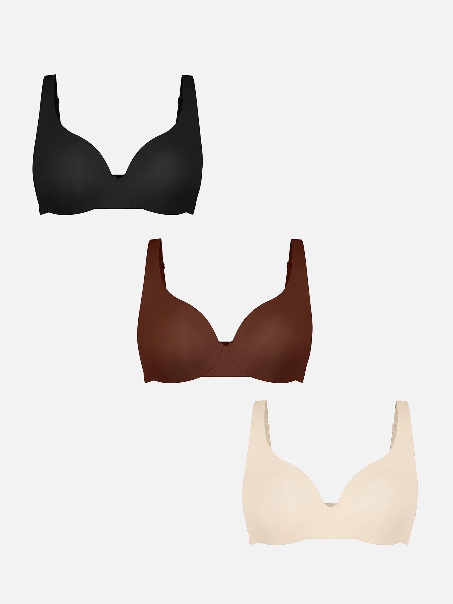 Neonwears Unpadded Underwired Deep V-Neck Side Support Bra Bundle