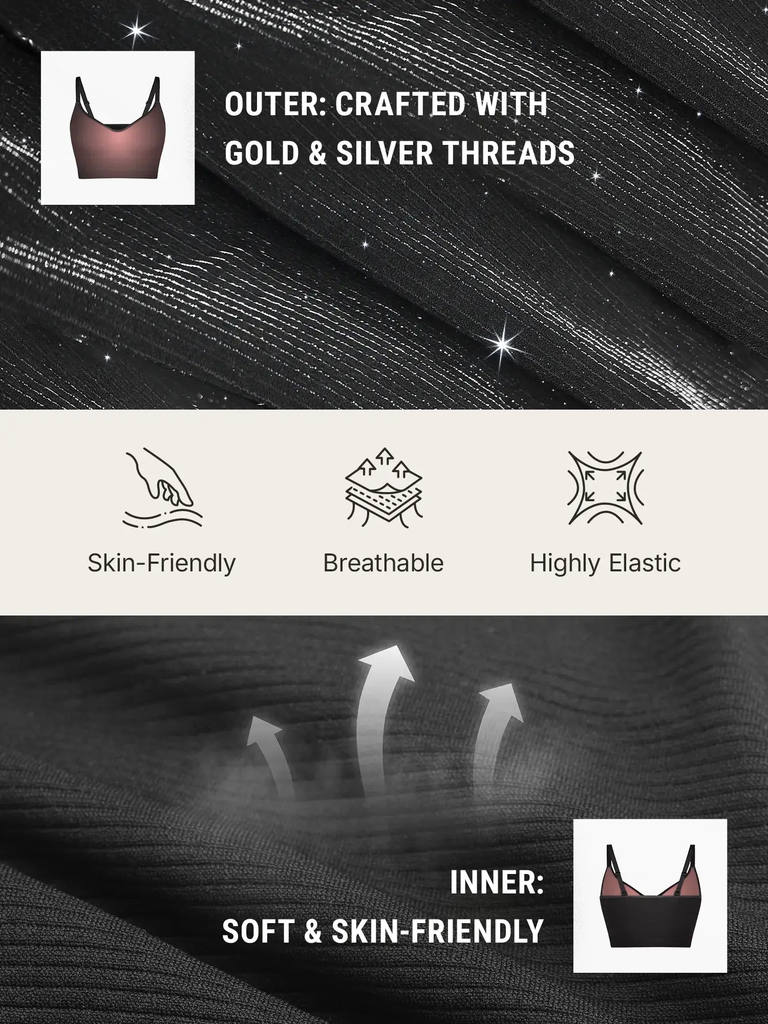 Neonwears Invisible Shimmer Wireless Comfort Bra & Panty