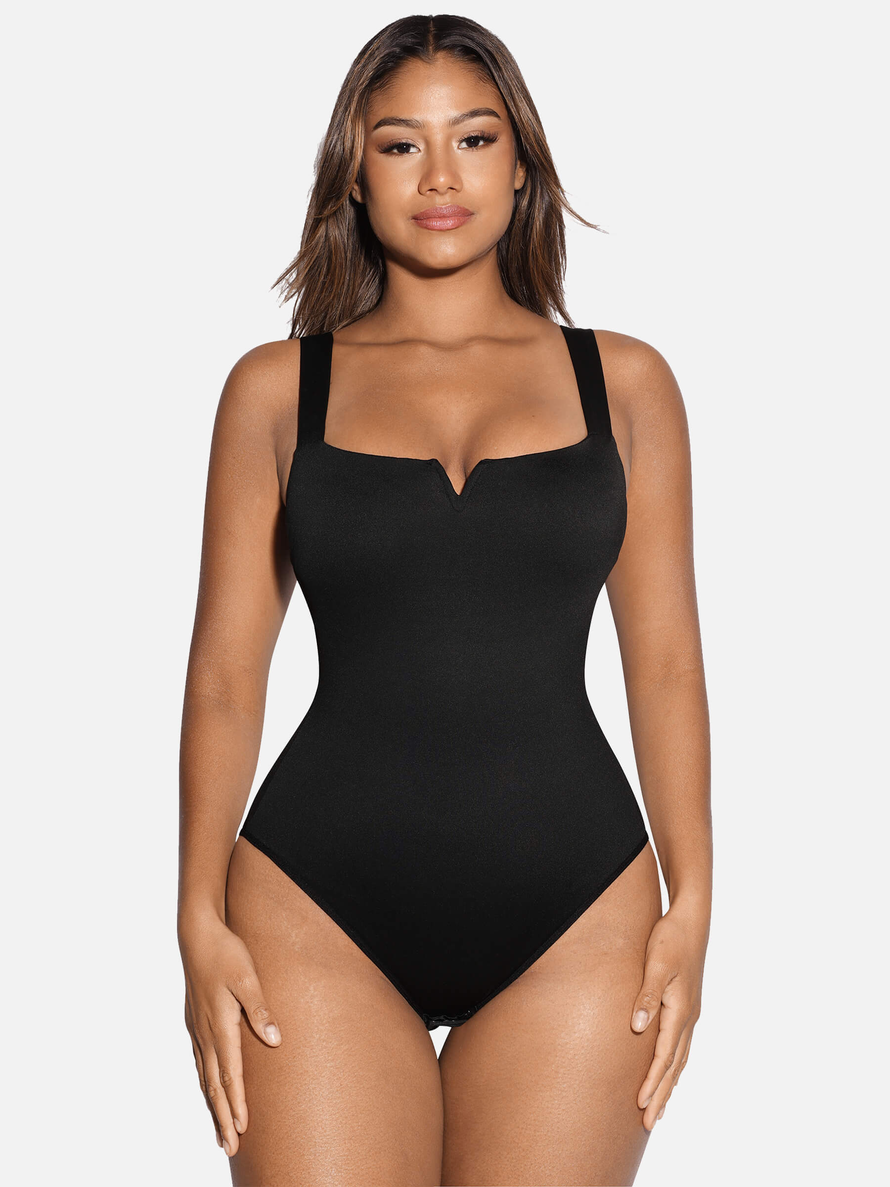 Neonwears Square Collar Elastic Outerwear Shape Bodysuit