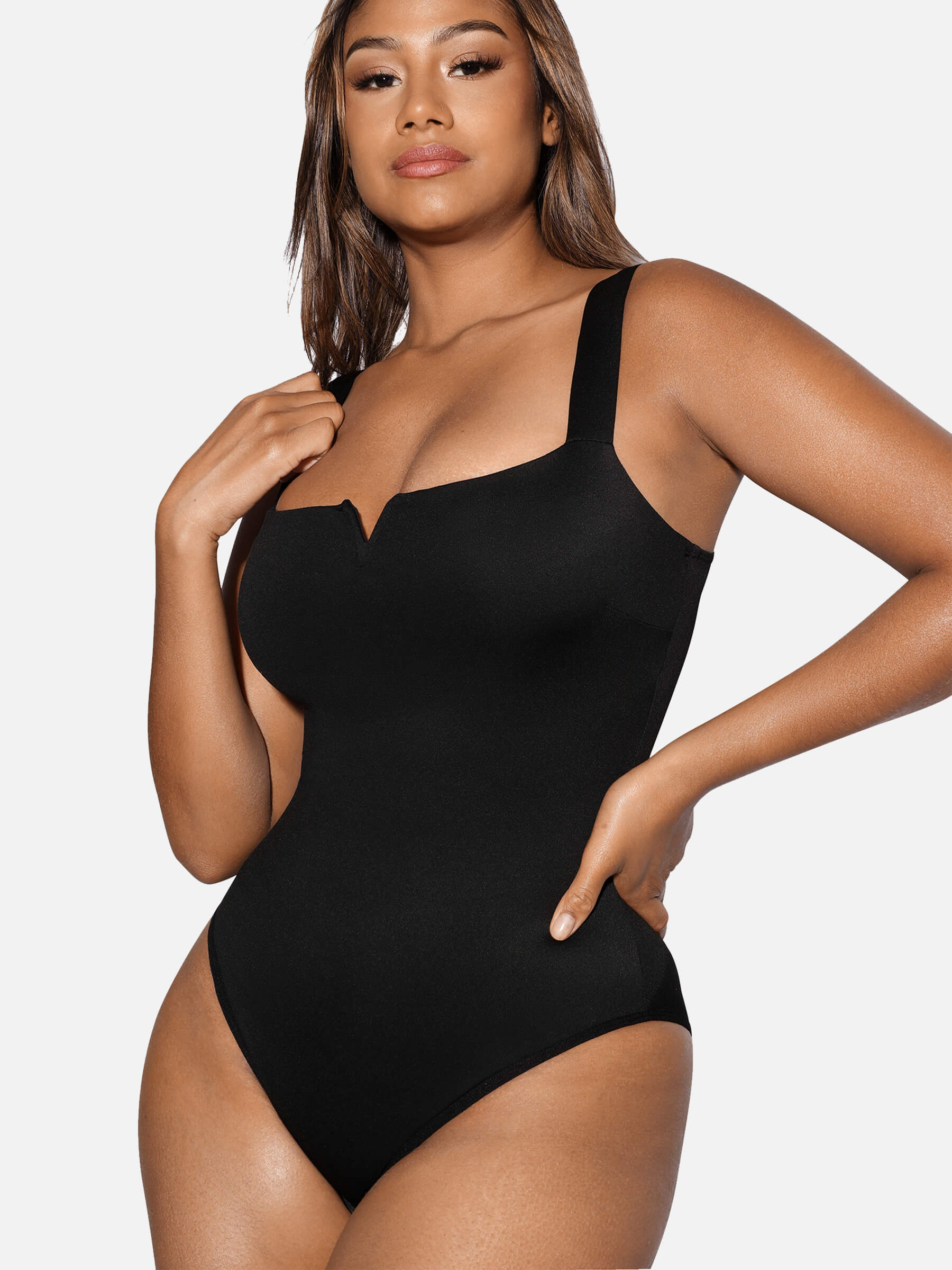 Neonwears Square Collar Elastic Outerwear Shape Bodysuit
