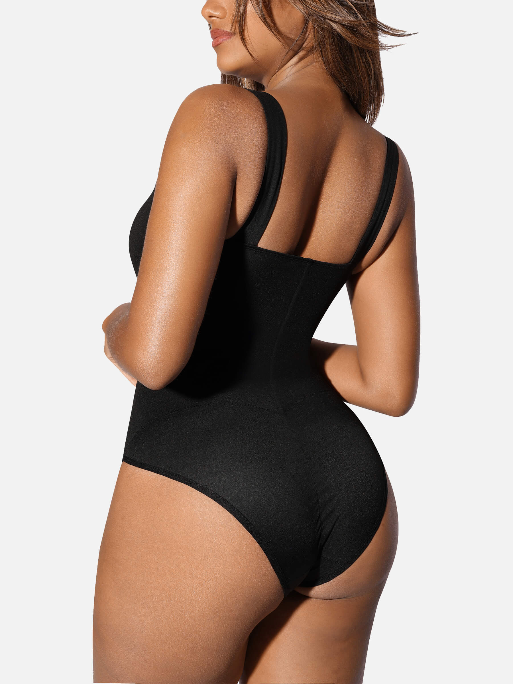 Neonwears Square Collar Elastic Outerwear Shape Bodysuit