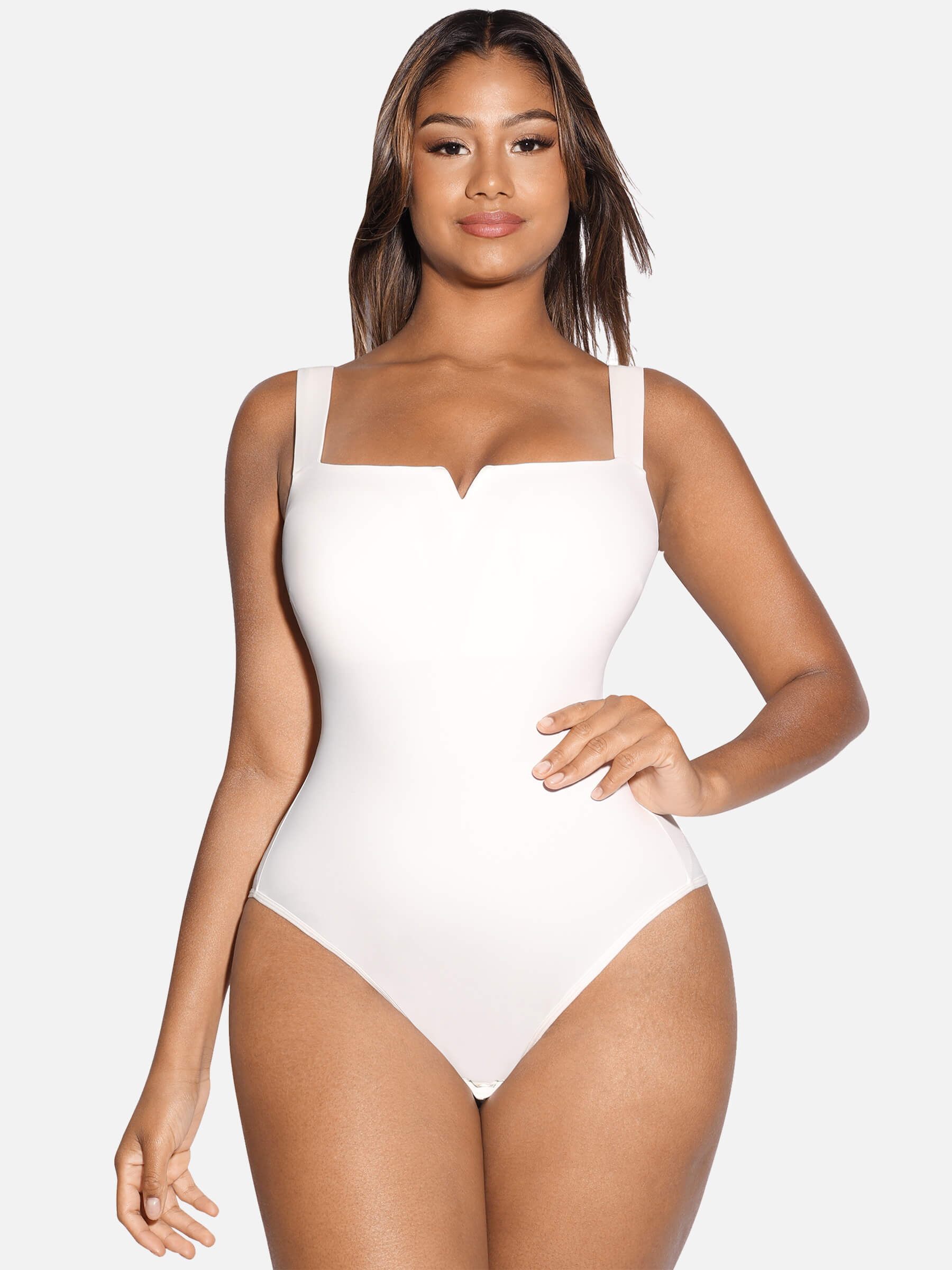 Neonwears Square Collar Elastic Outerwear Shape Bodysuit