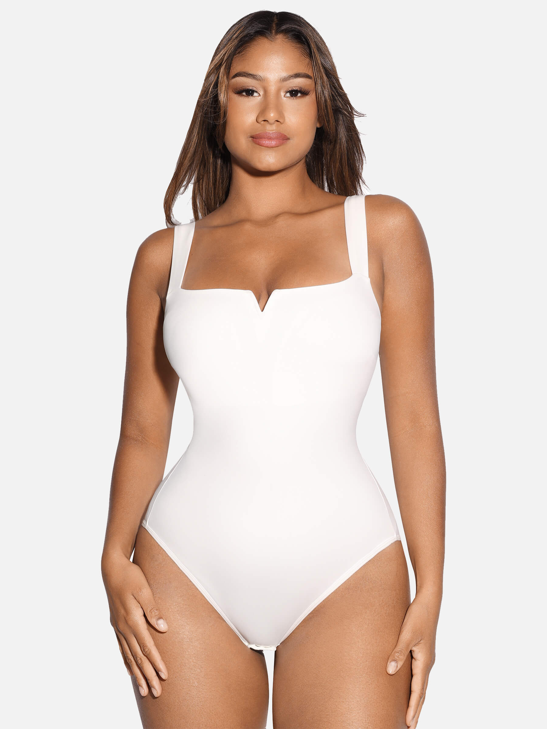 Neonwears Square Collar Elastic Outerwear Shape Bodysuit